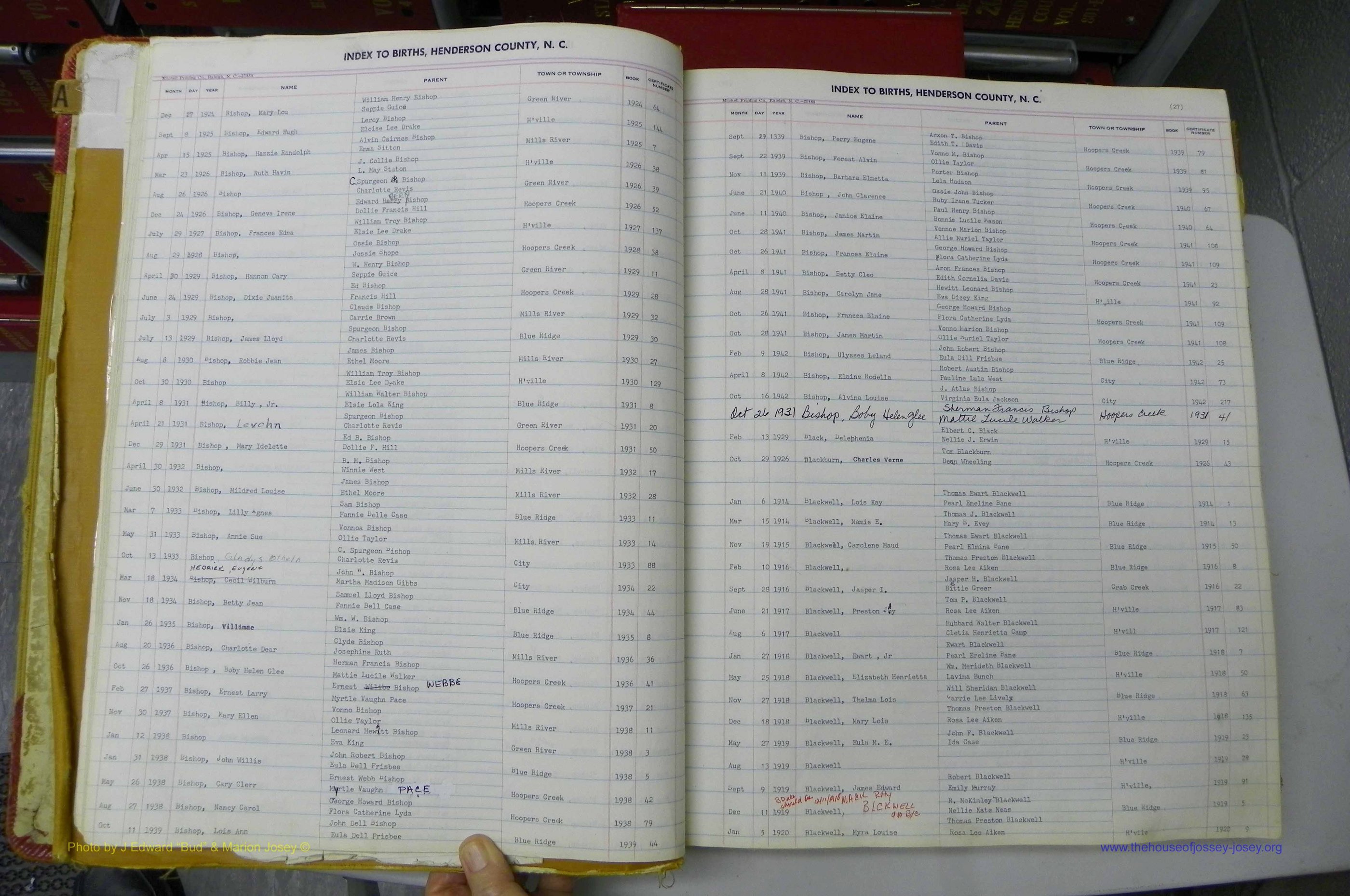 Henderson Co, NC, Births A - Z, 1914 - 1942, (023).JPG