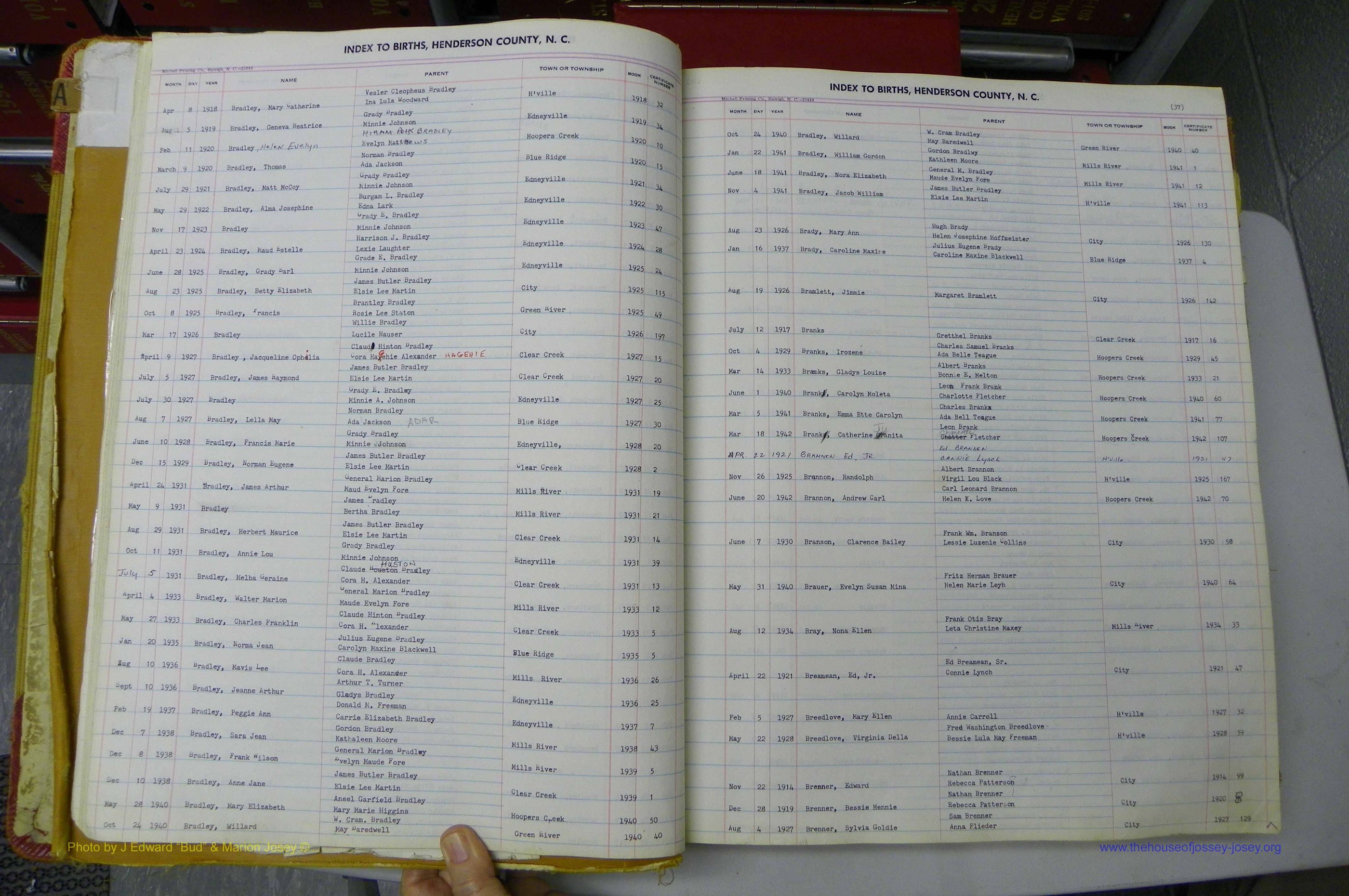 Henderson Co, NC, Births A - Z, 1914 - 1942, (028).JPG
