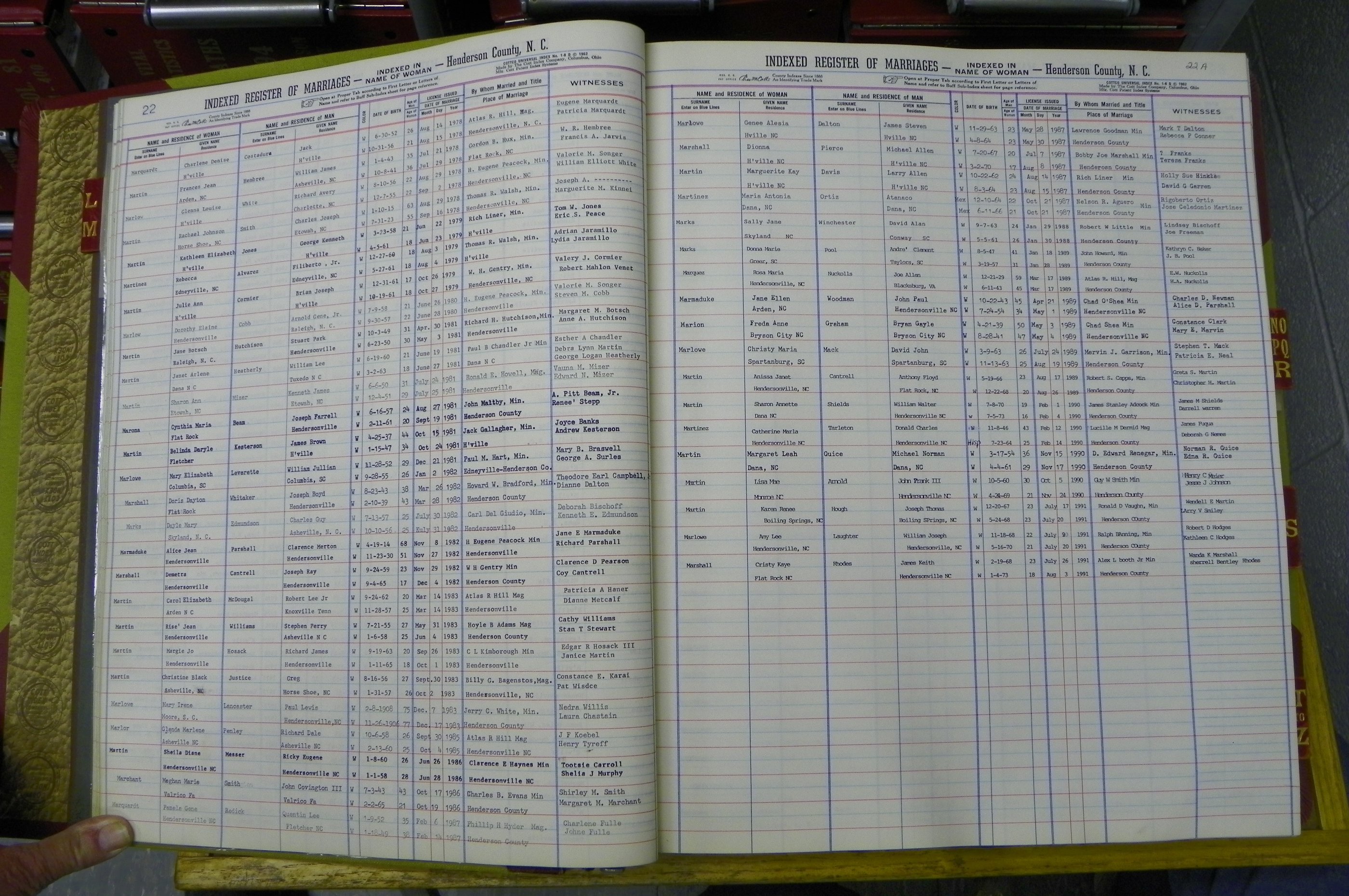 Henderson Co, NC, Marriages Female, L - Z, 1964 to 1991, (020).JPG