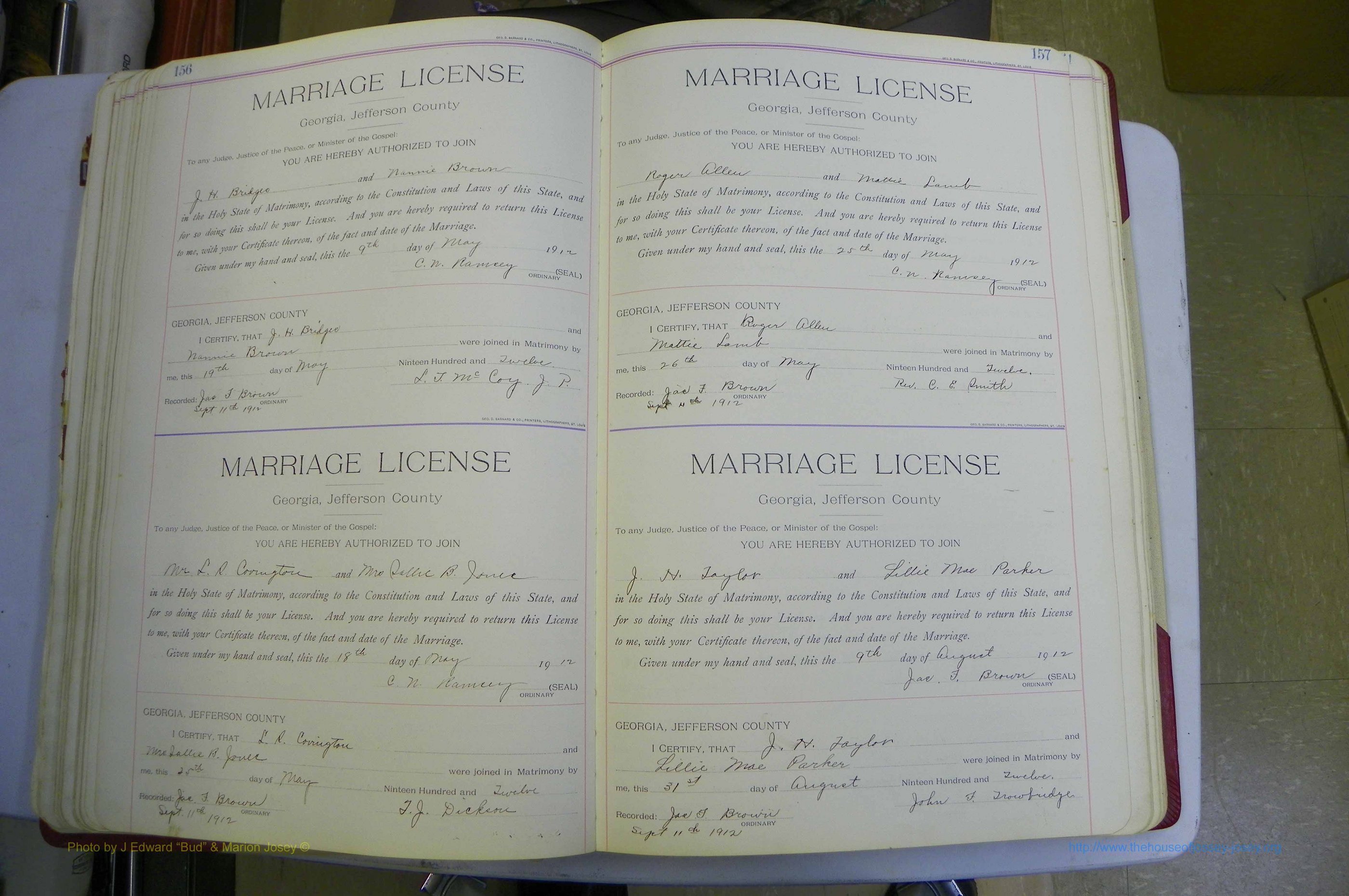 Jefferson Co, GA, Marriages Book B, 1907 - 1922, White (108).JPG