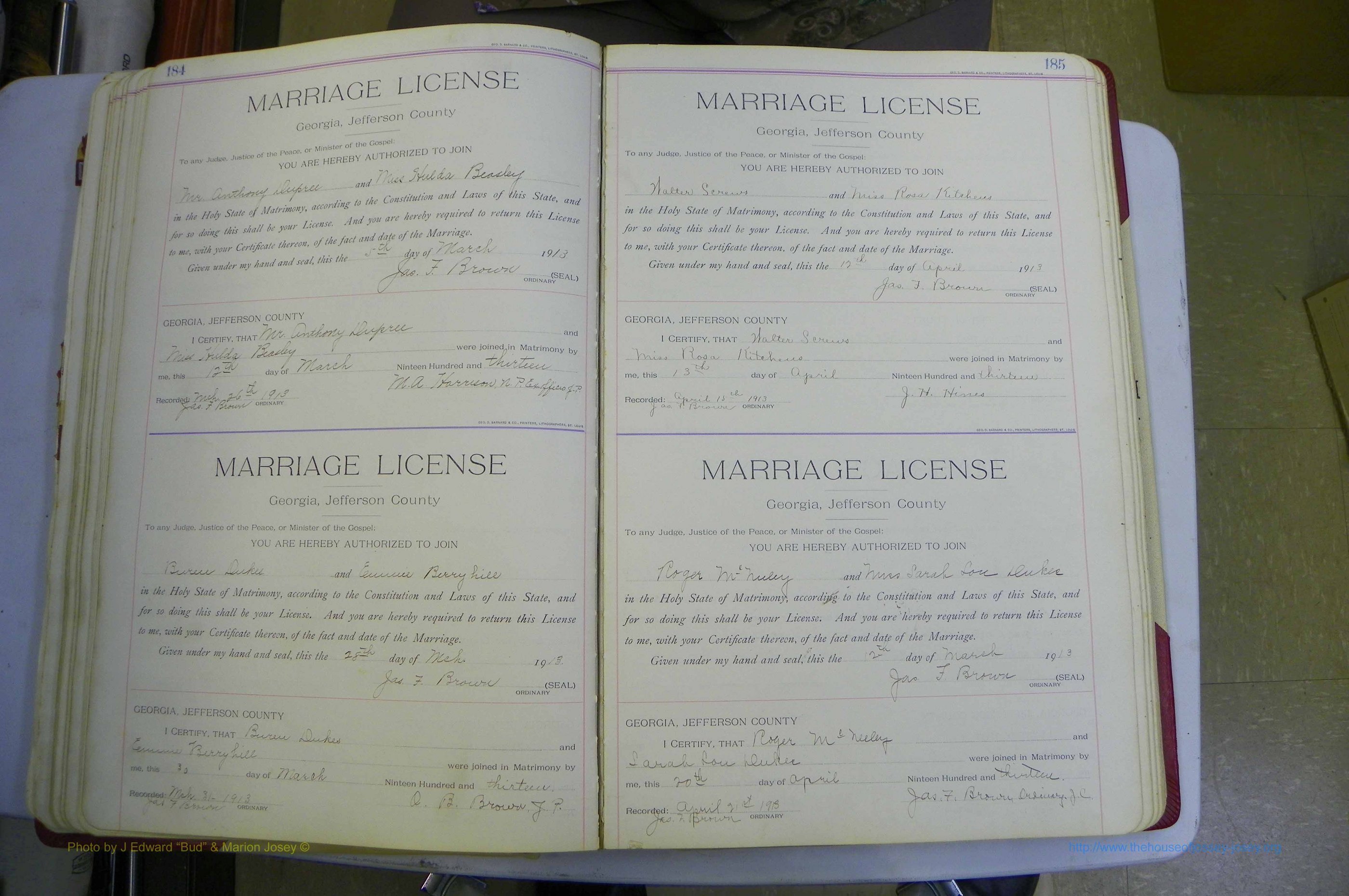Jefferson Co, GA, Marriages Book B, 1907 - 1922, White (122).JPG