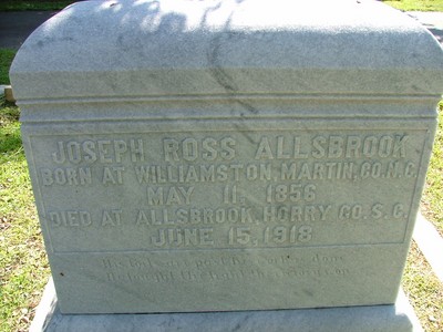 Allsbrook, Joseph Ross, Lakeside Cemetery, Horry Co, NC.jpg