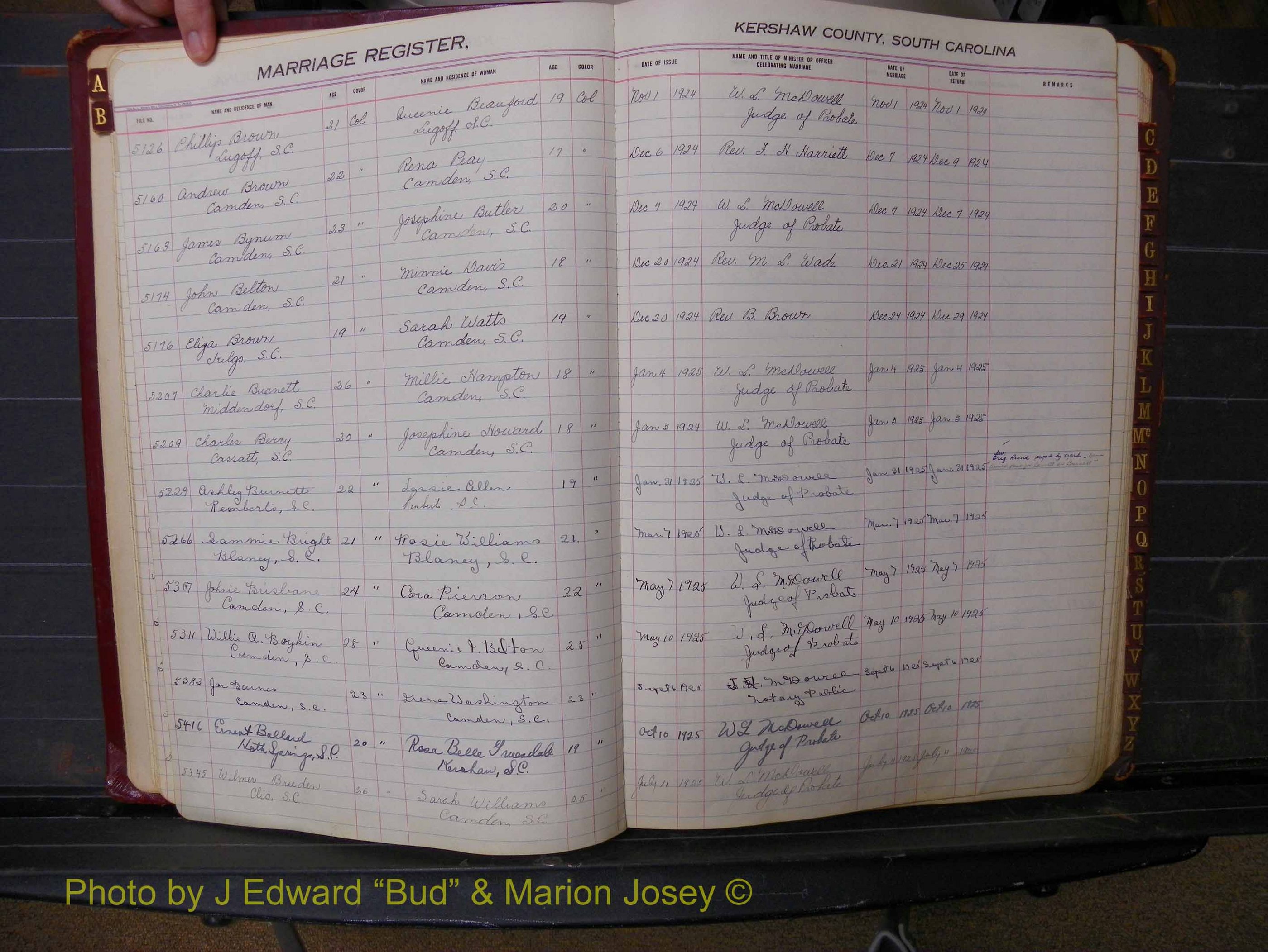 Kershaw Marriages, 1924-1936, Black Index B (106).JPG