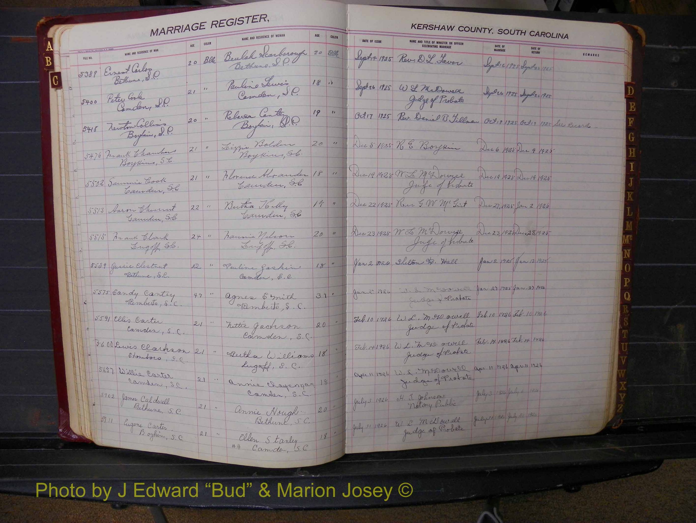 Kershaw Marriages, 1924-1936, Black Index C (116).JPG
