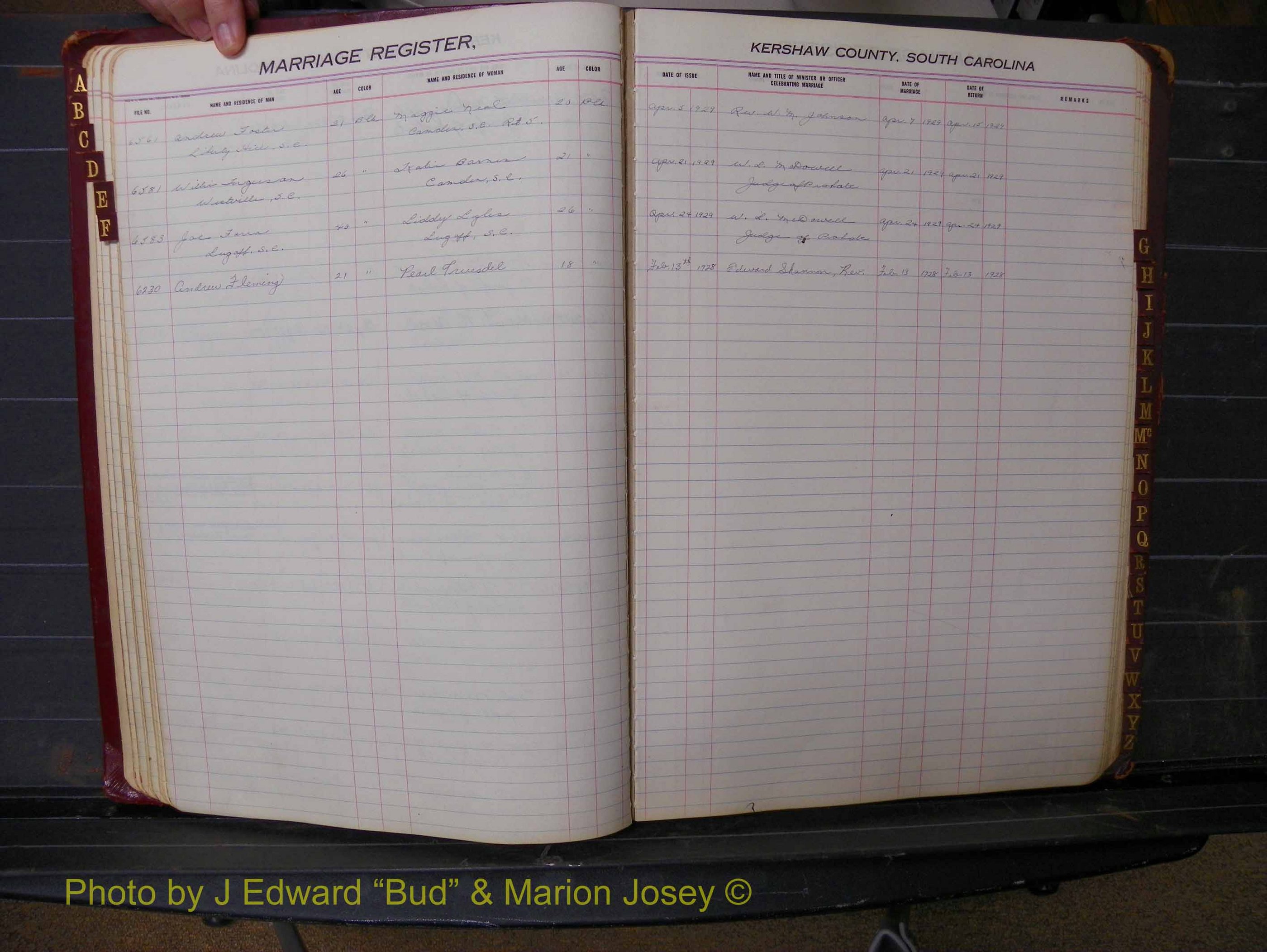 Kershaw Marriages, 1924-1936, Black Index F (130).JPG