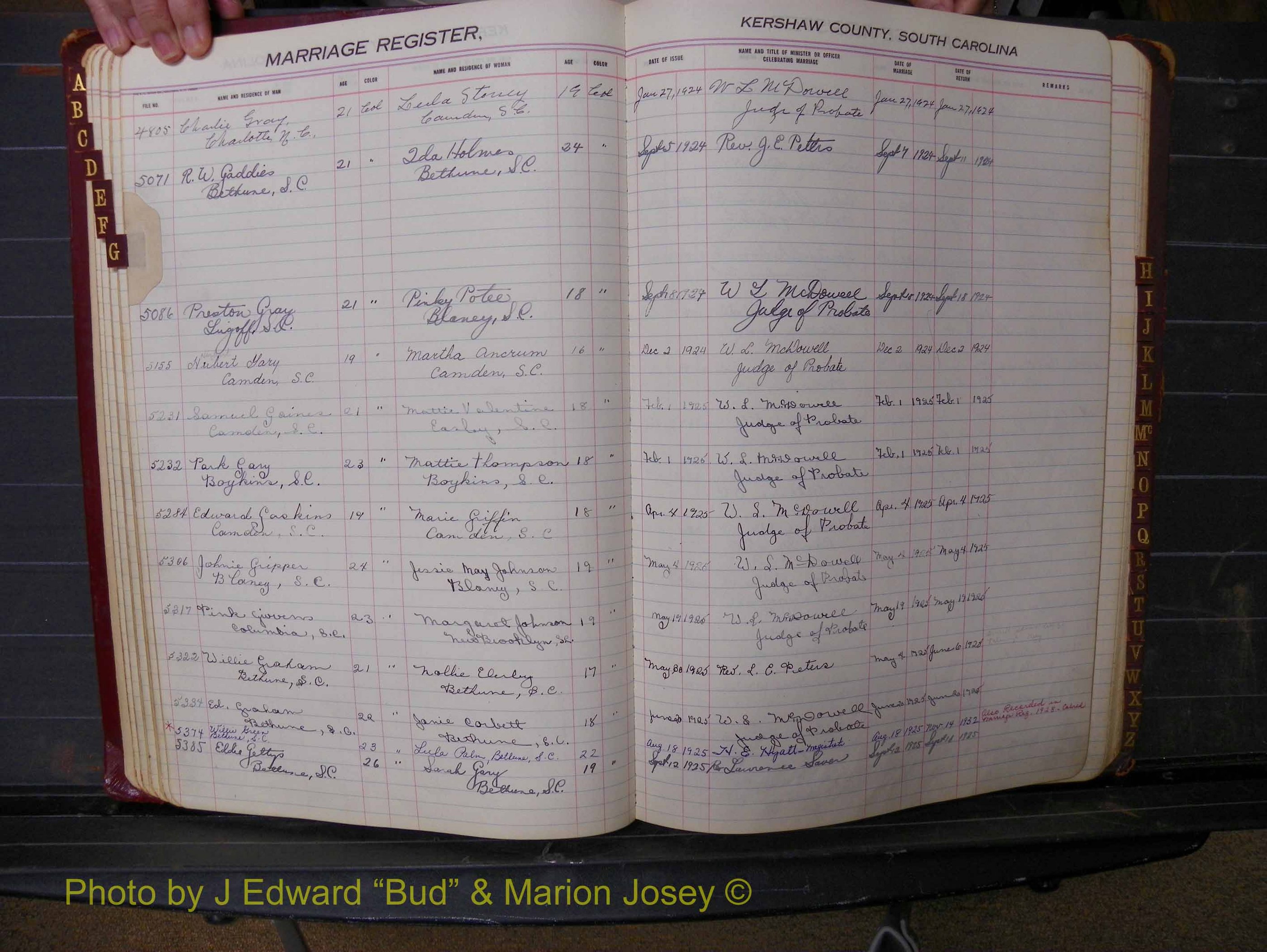Kershaw Marriages, 1924-1936, Black Index G (131).JPG