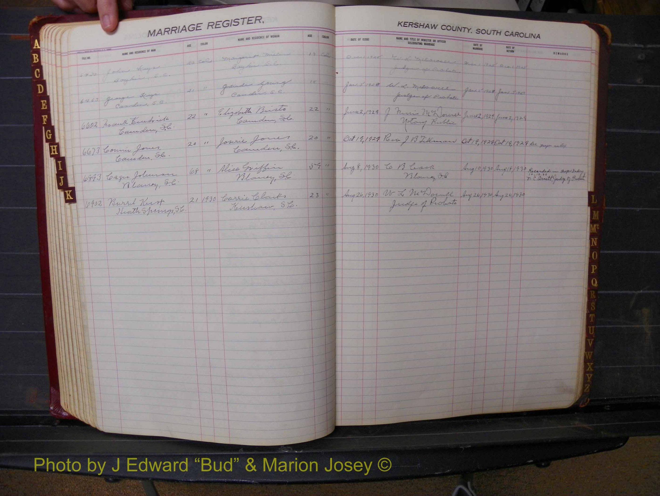 Kershaw Marriages, 1924-1936, Black Index K (148).JPG