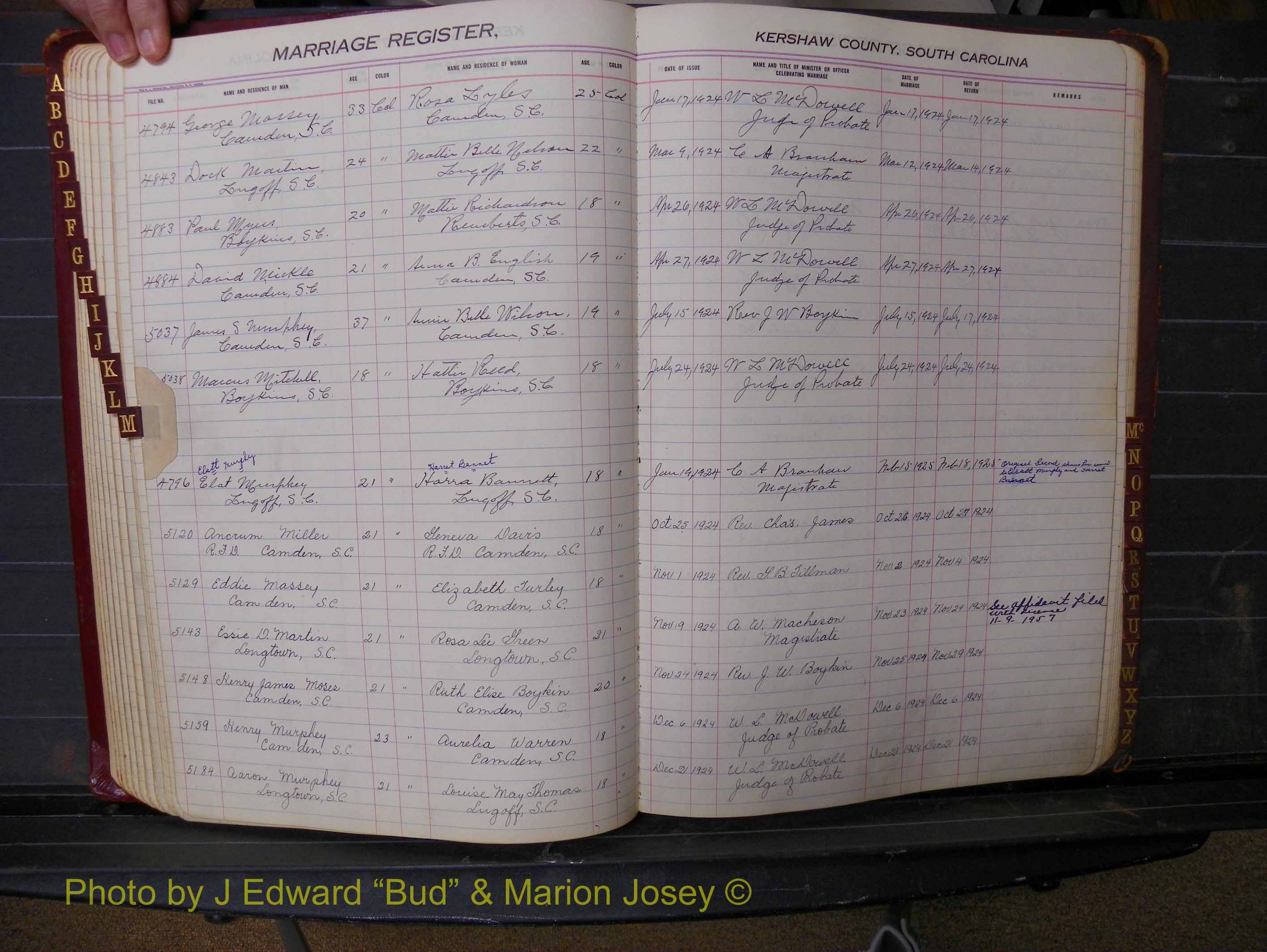 Kershaw Marriages, 1924-1936, Black Index M (152).JPG