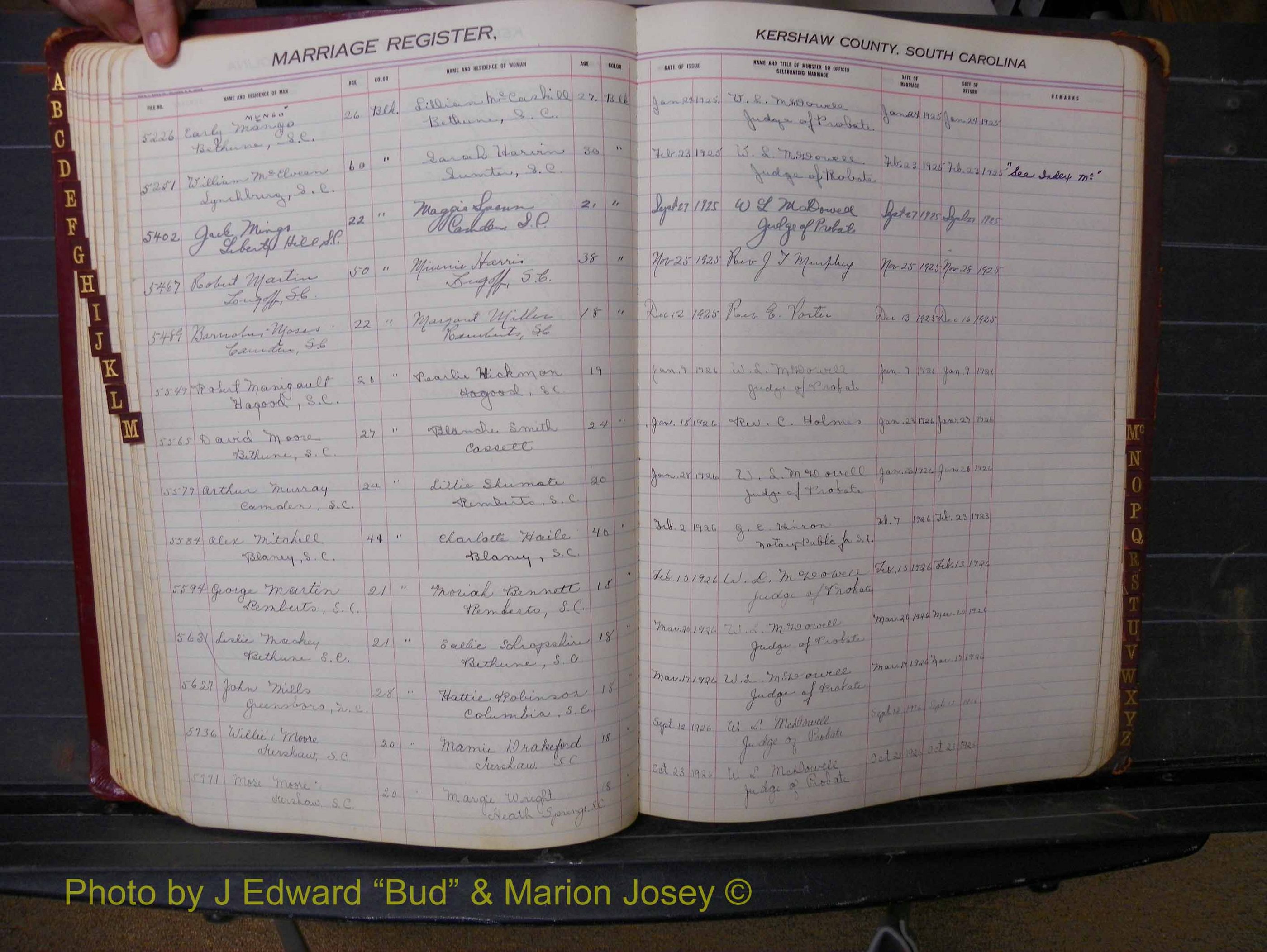 Kershaw Marriages, 1924-1936, Black Index M (153).JPG