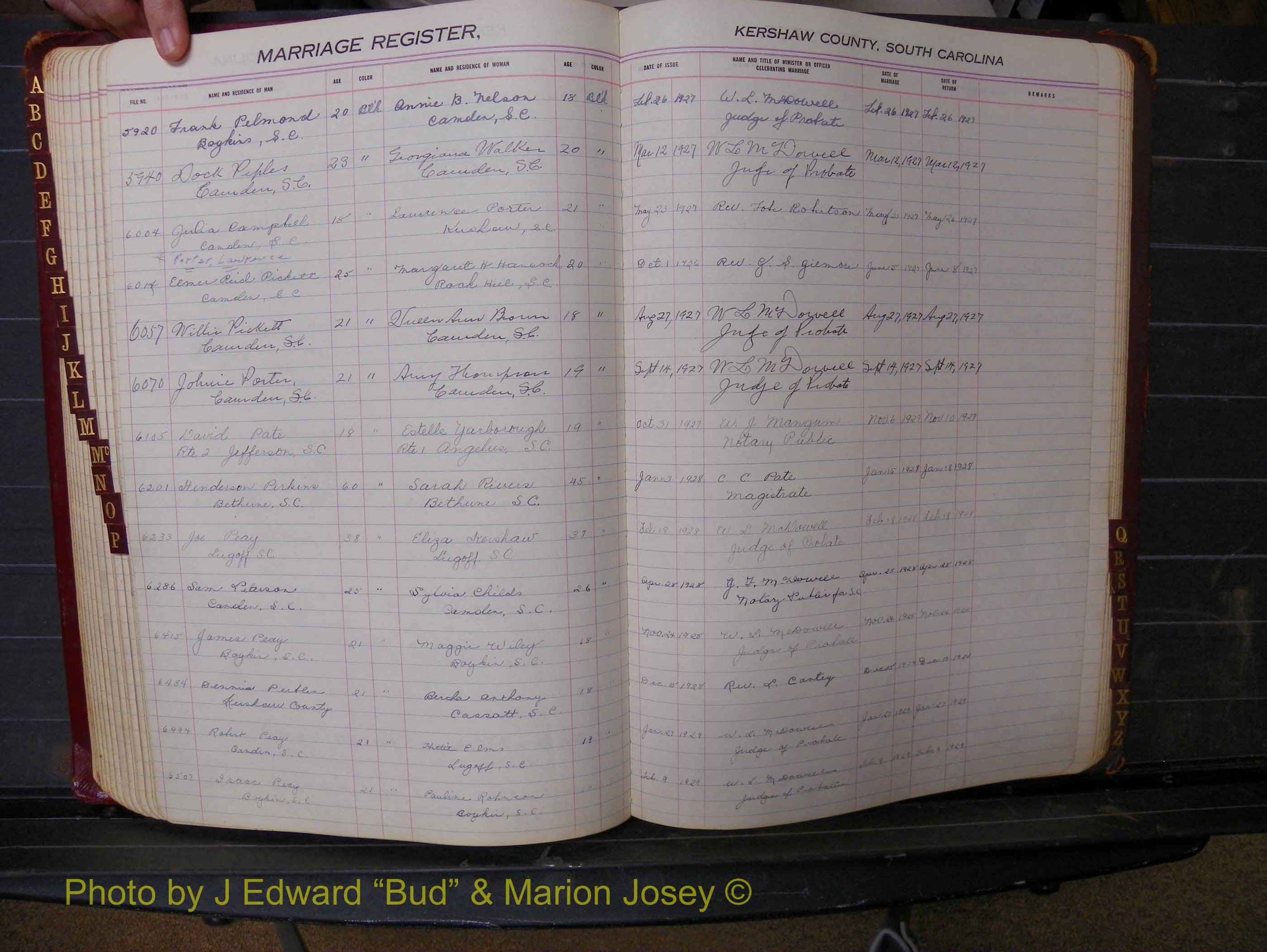 Kershaw Marriages, 1924-1936, Black Index P (166).JPG