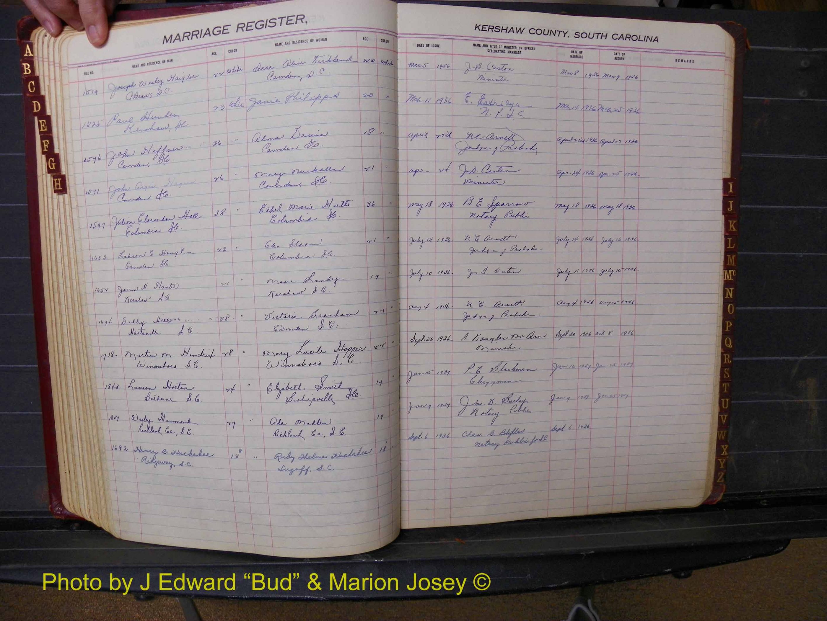 Kershaw Marriages, 1924-1937, White Index H (161).JPG