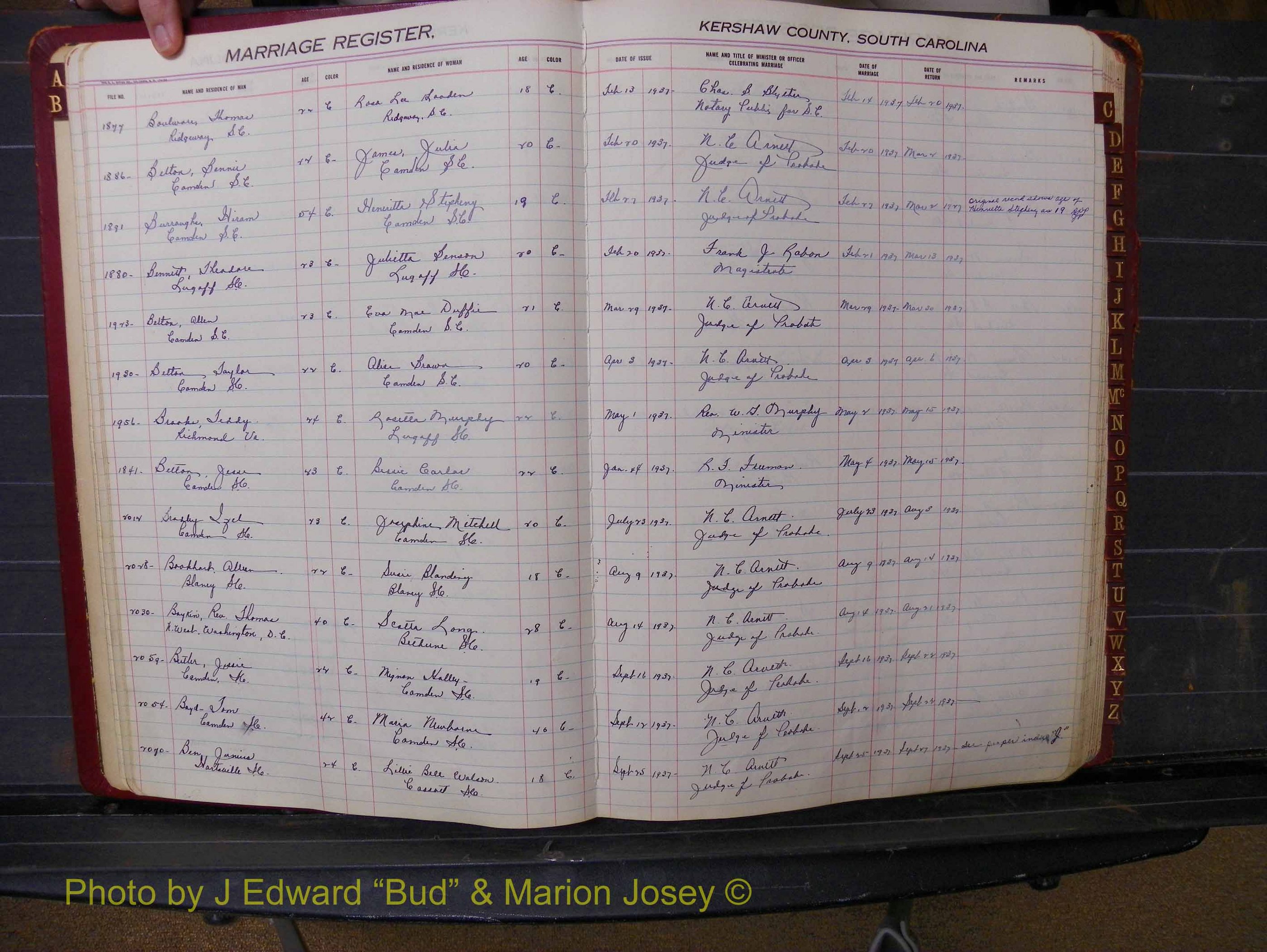 Kershaw Marriages, 1929-1940, Black Index B (119).JPG