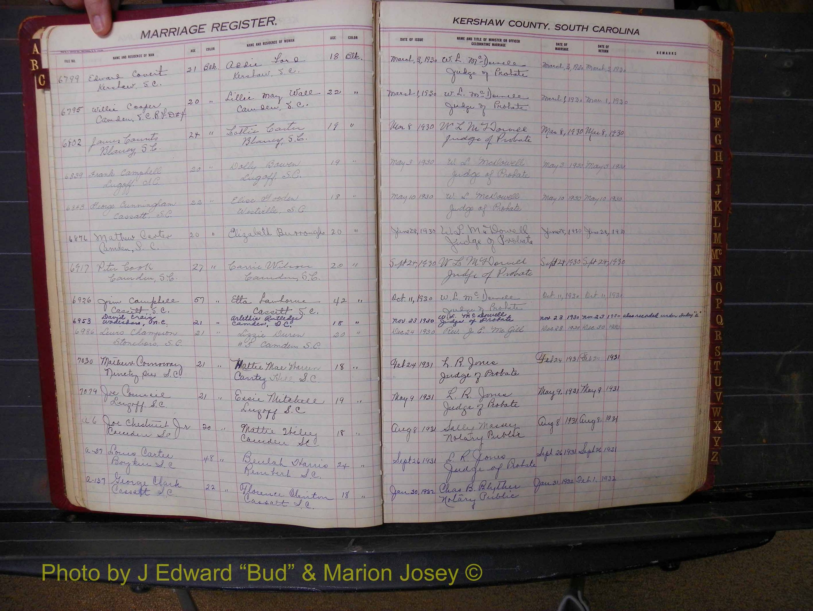Kershaw Marriages, 1929-1940, Black Index C (124).JPG