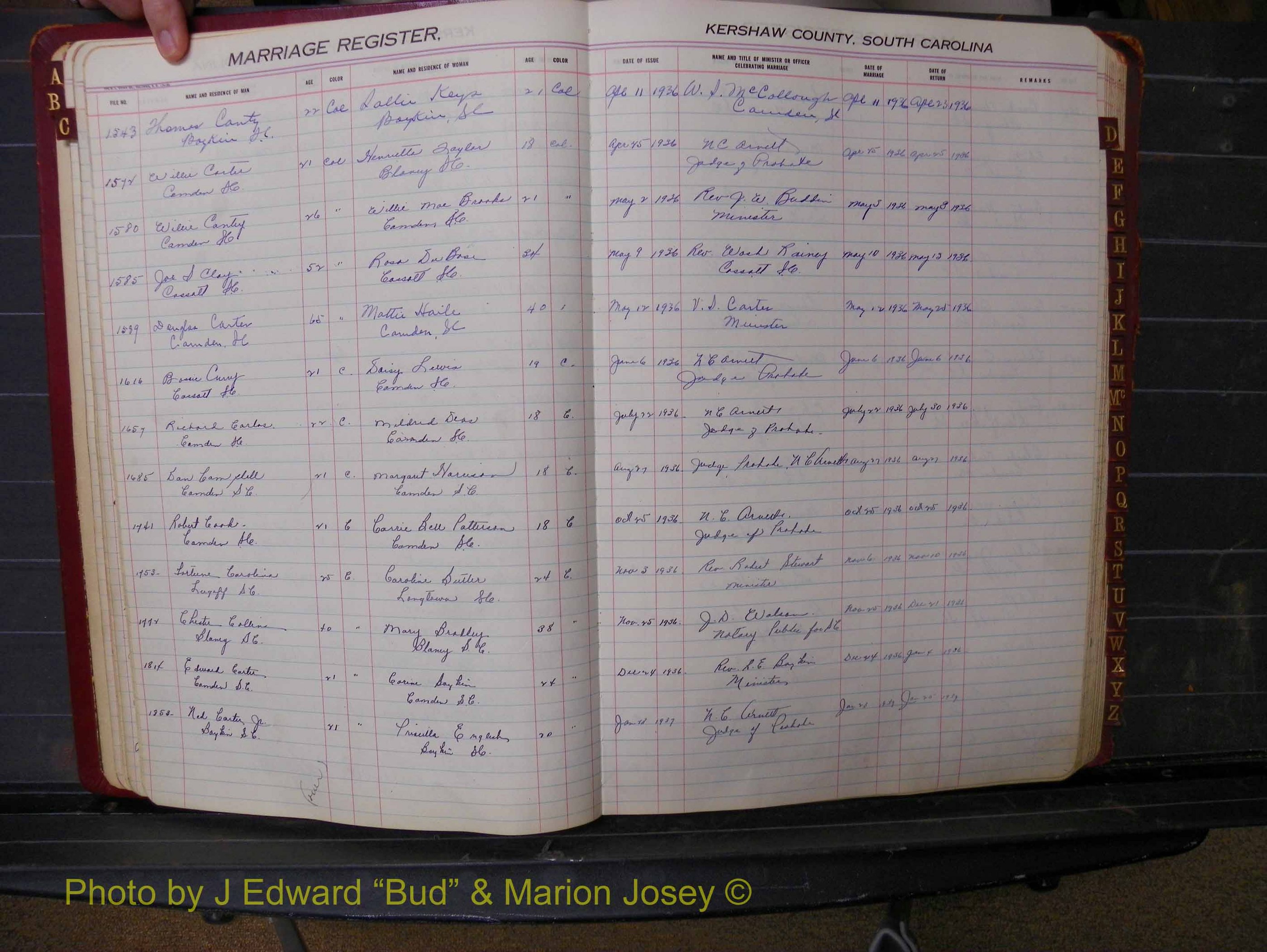 Kershaw Marriages, 1929-1940, Black Index C (130).JPG