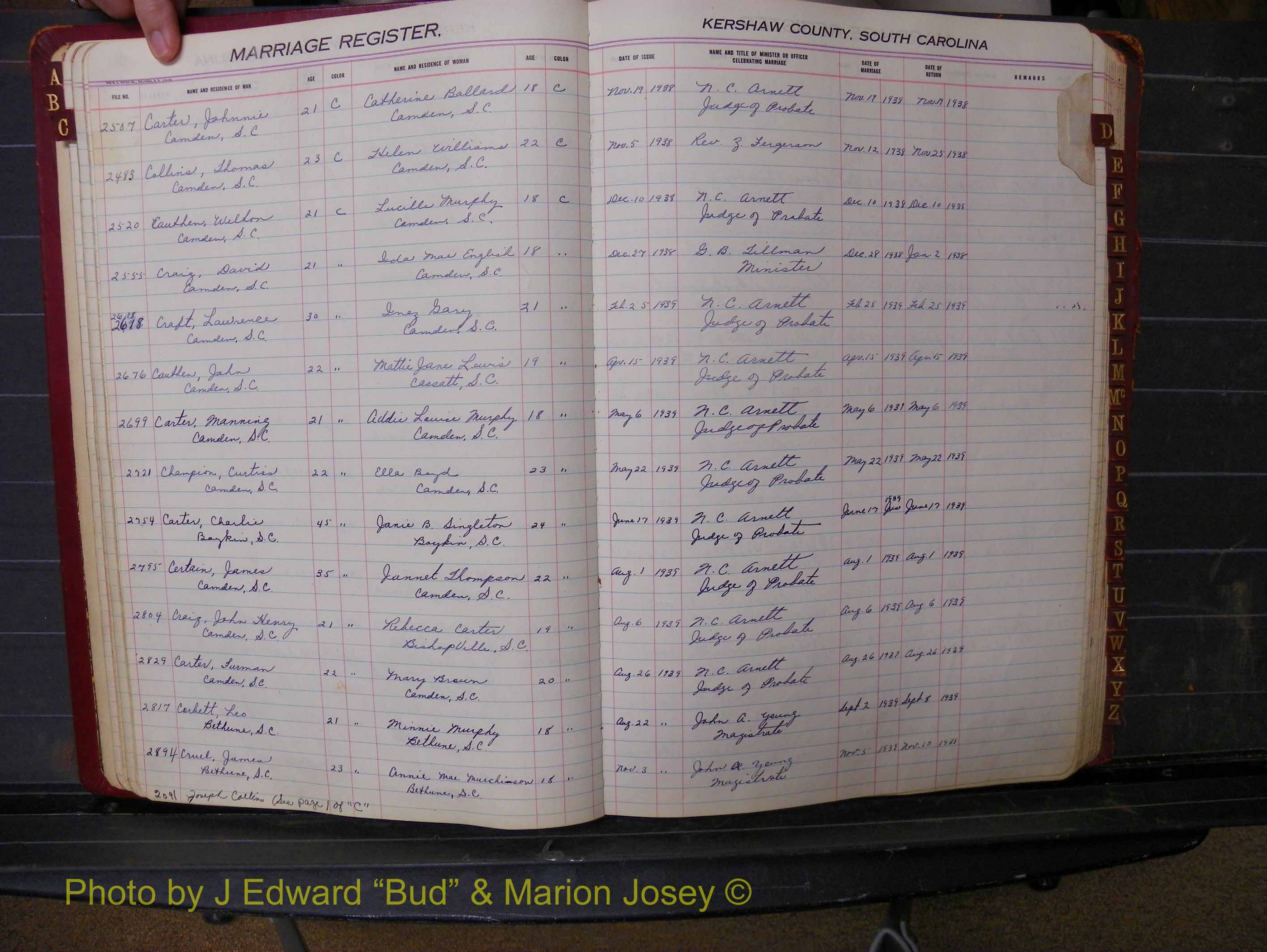 Kershaw Marriages, 1929-1940, Black Index C (131).JPG