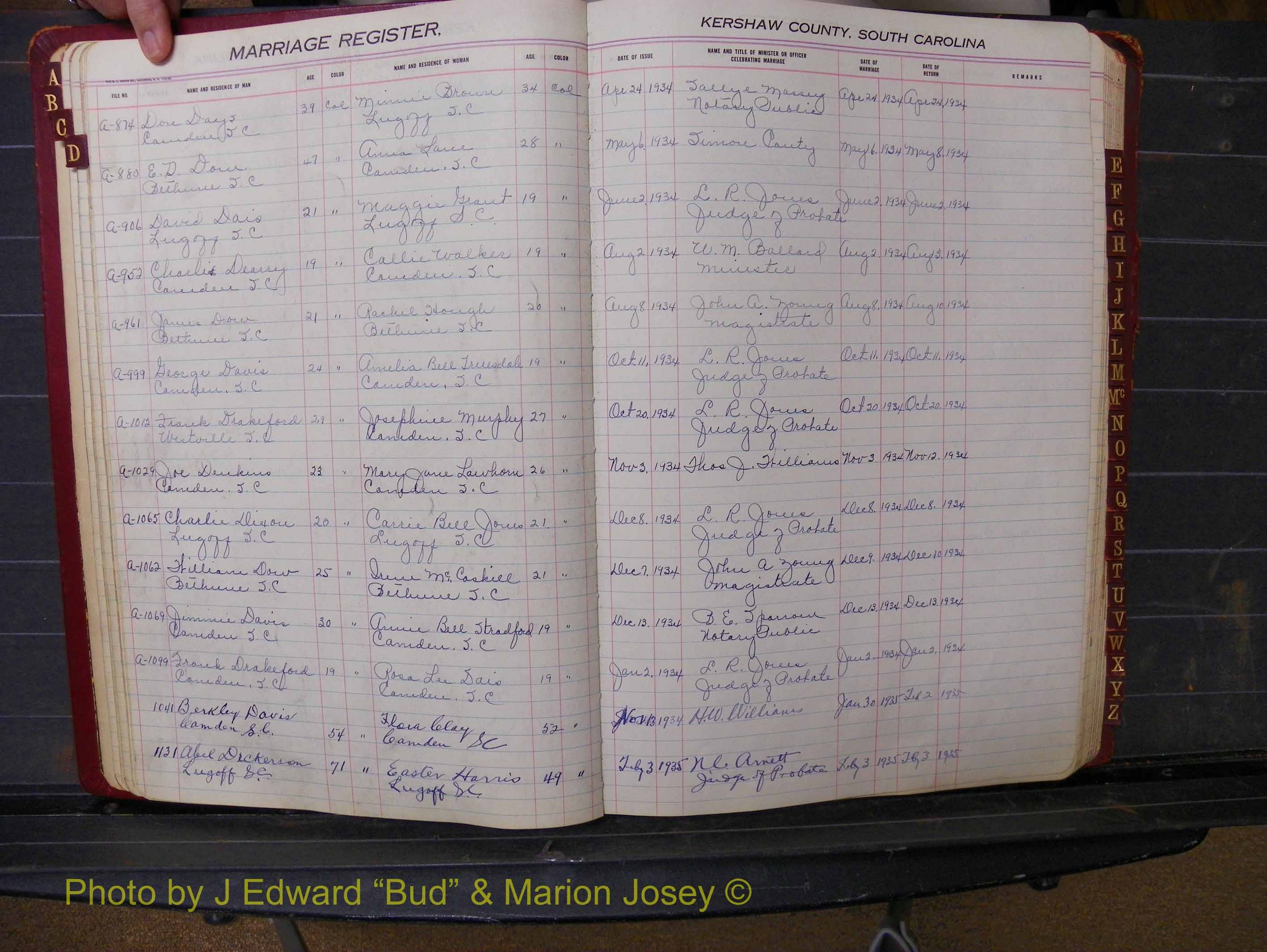 Kershaw Marriages, 1929-1940, Black Index D (135).JPG
