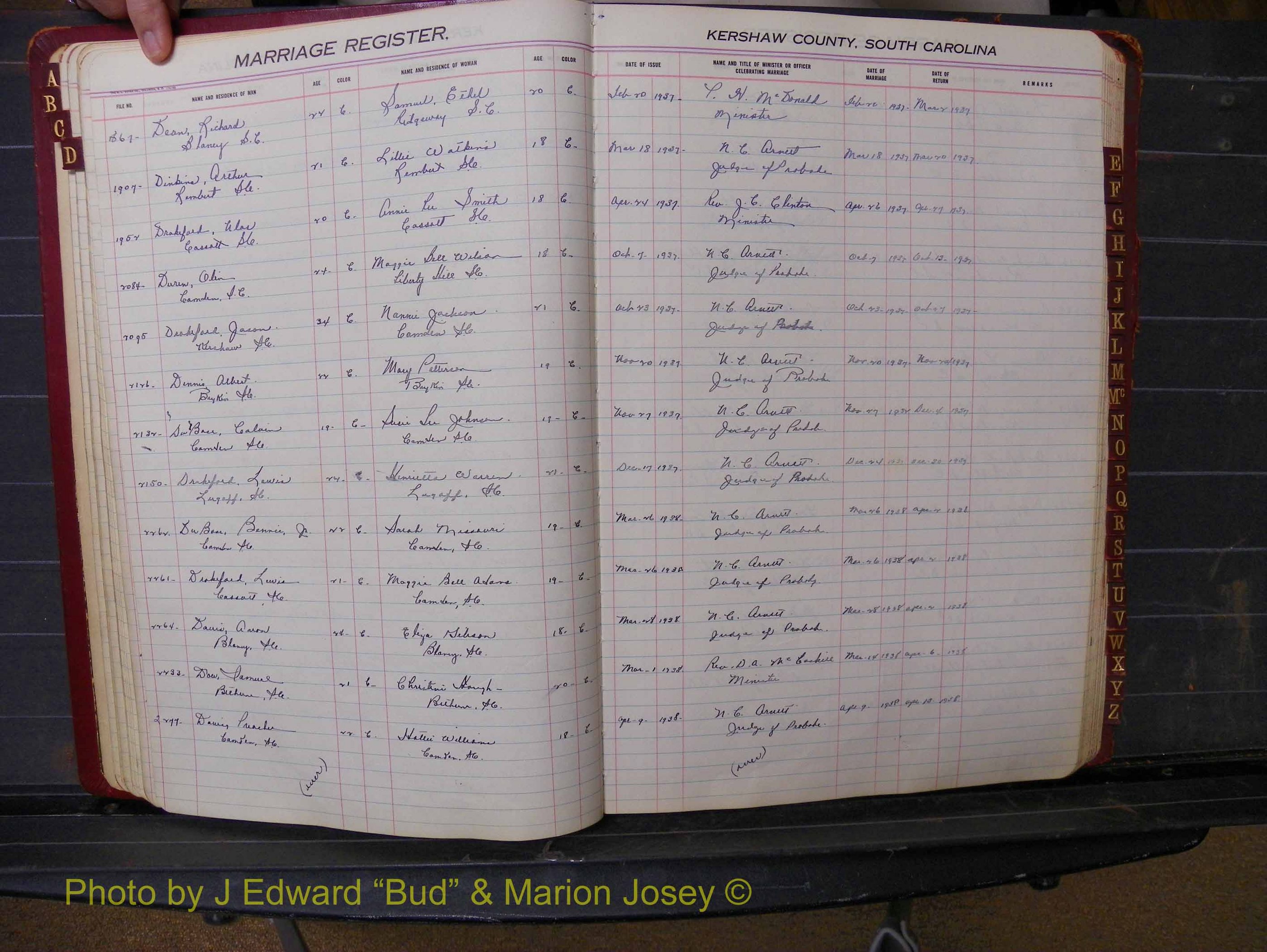 Kershaw Marriages, 1929-1940, Black Index D (136).JPG