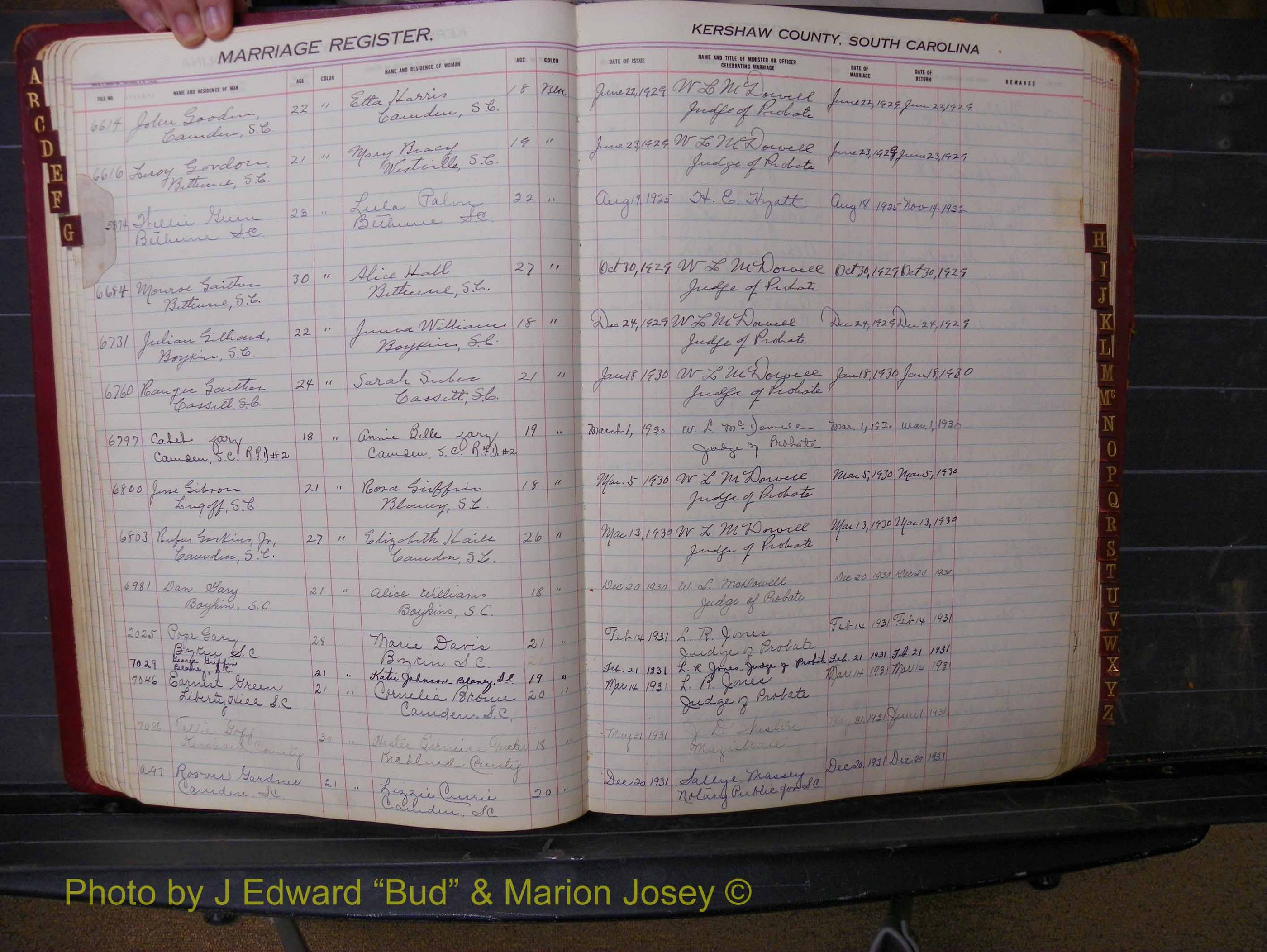 Kershaw Marriages, 1929-1940, Black Index G (145).JPG