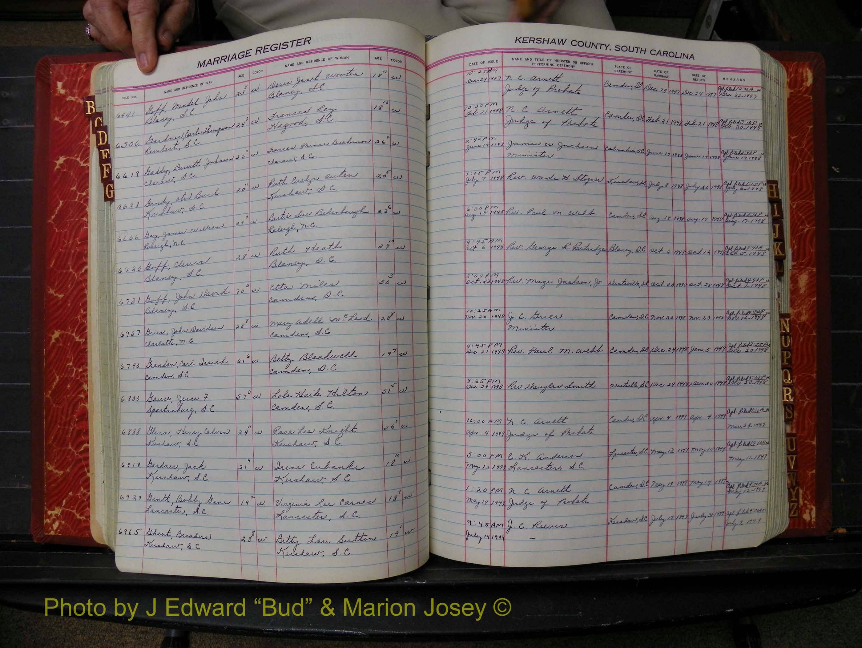 Kershaw Marriages, 1944-1960, White Index G (170).JPG