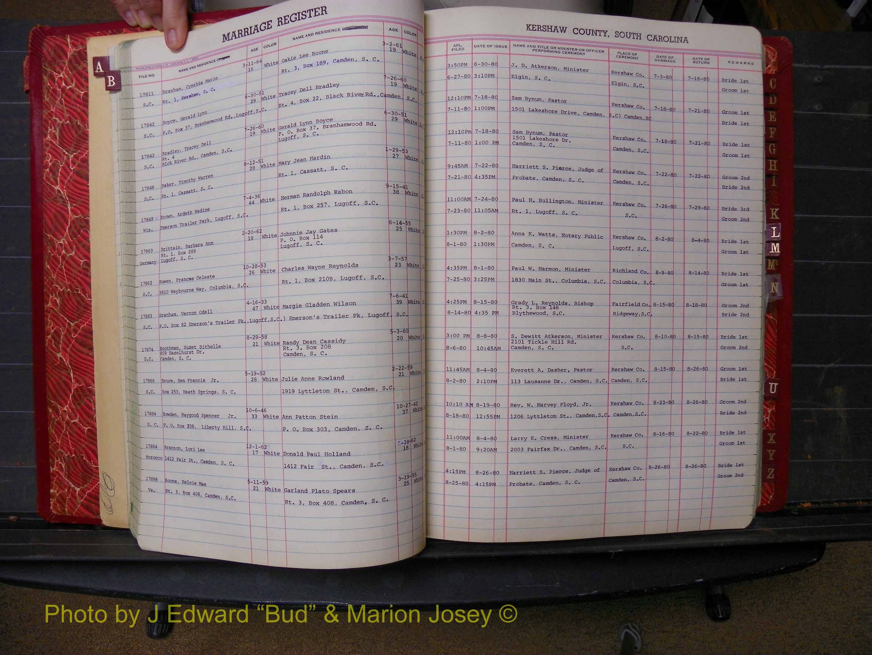 Kershaw Marriages, 1970-1981, White Index B (135).JPG