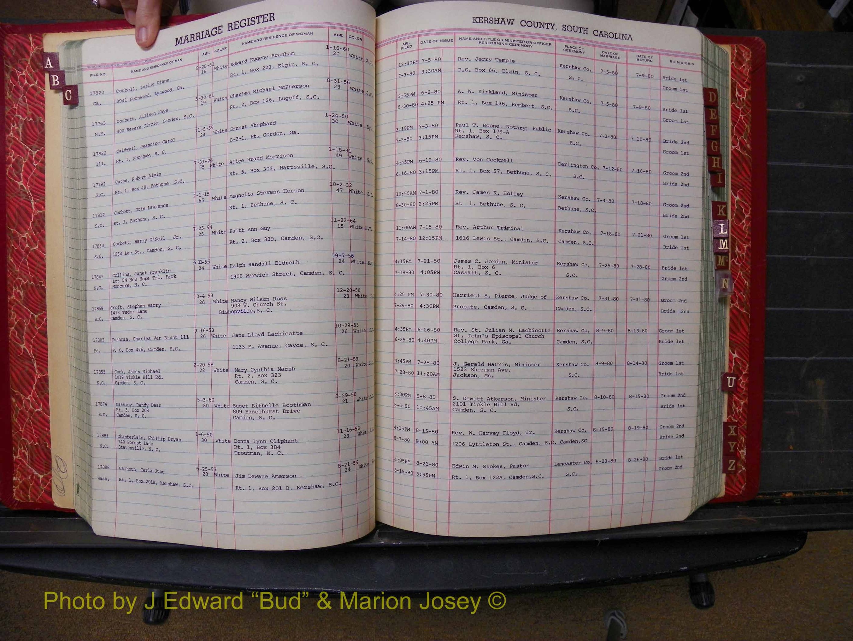 Kershaw Marriages, 1970-1981, White Index C (166).JPG
