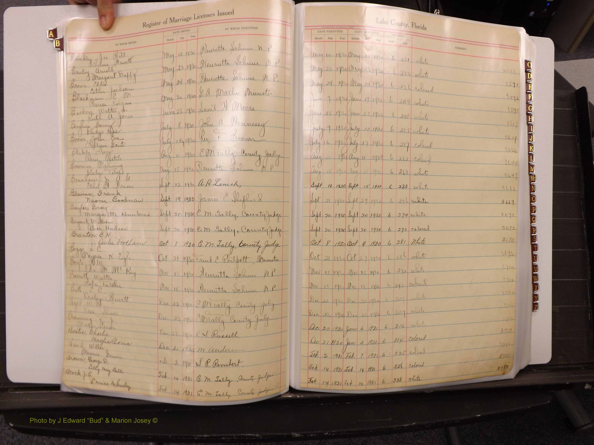 Lake Co, FL Marriage Book 2, 1929-1944 Index B2.JPG