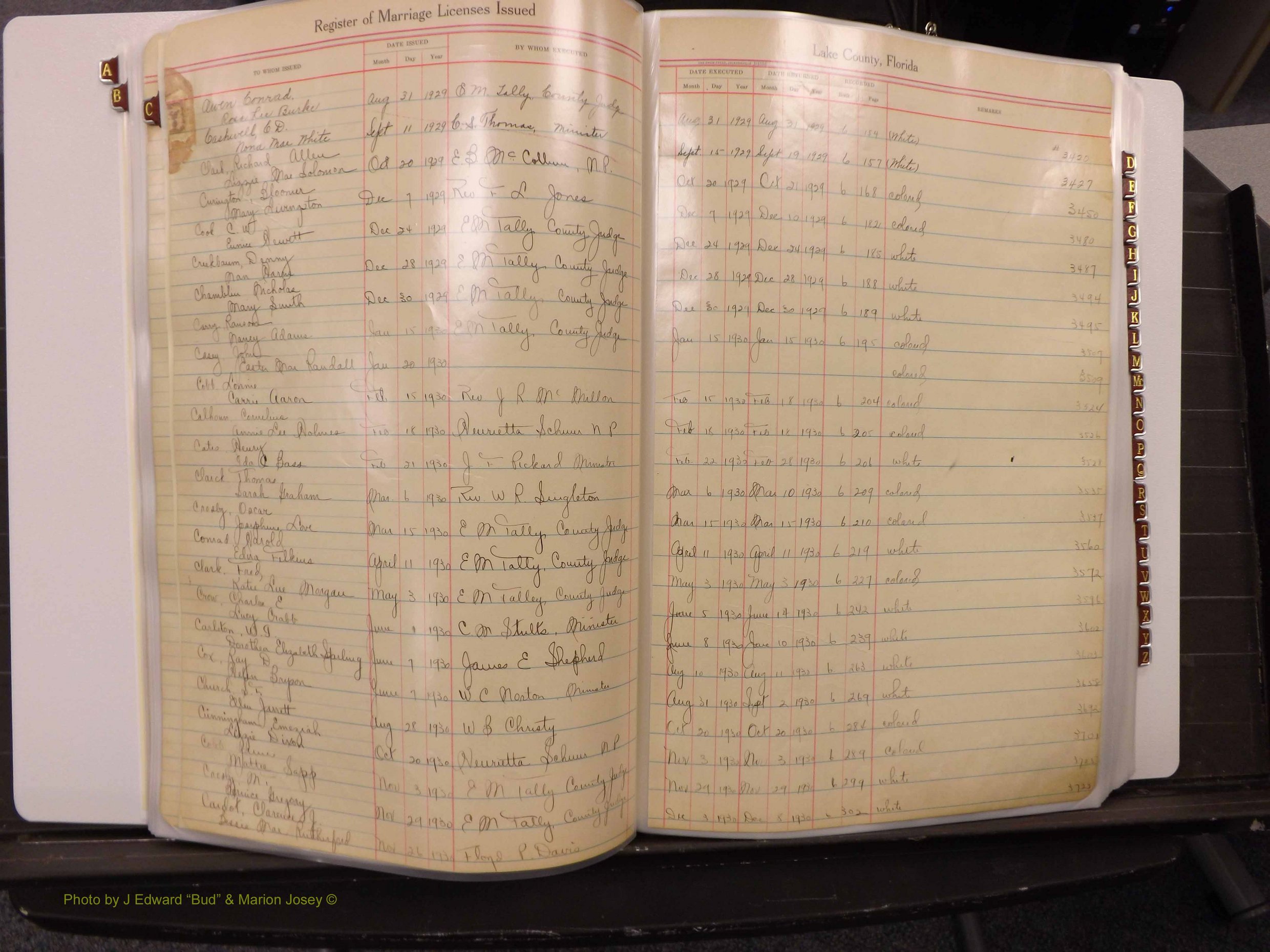 Lake Co, FL Marriage Book 2, 1929-1944 Index C1.JPG