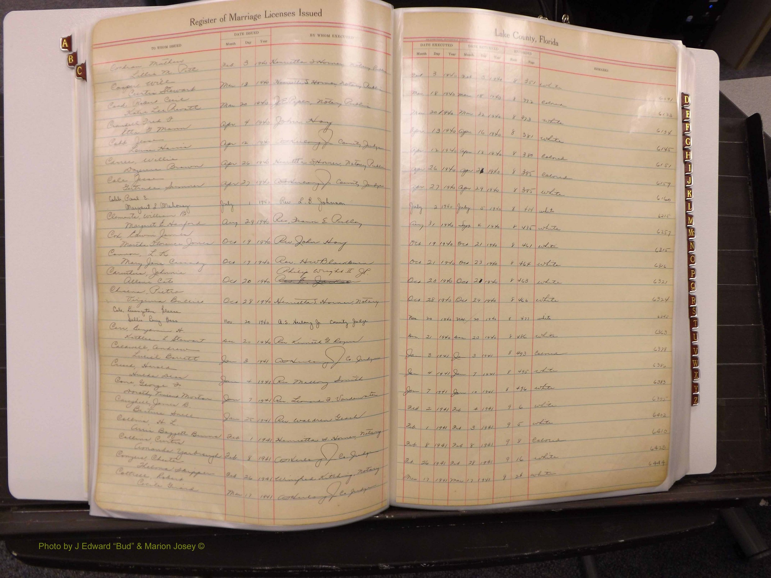 Lake Co, FL Marriage Book 2, 1929-1944 Index C11.JPG