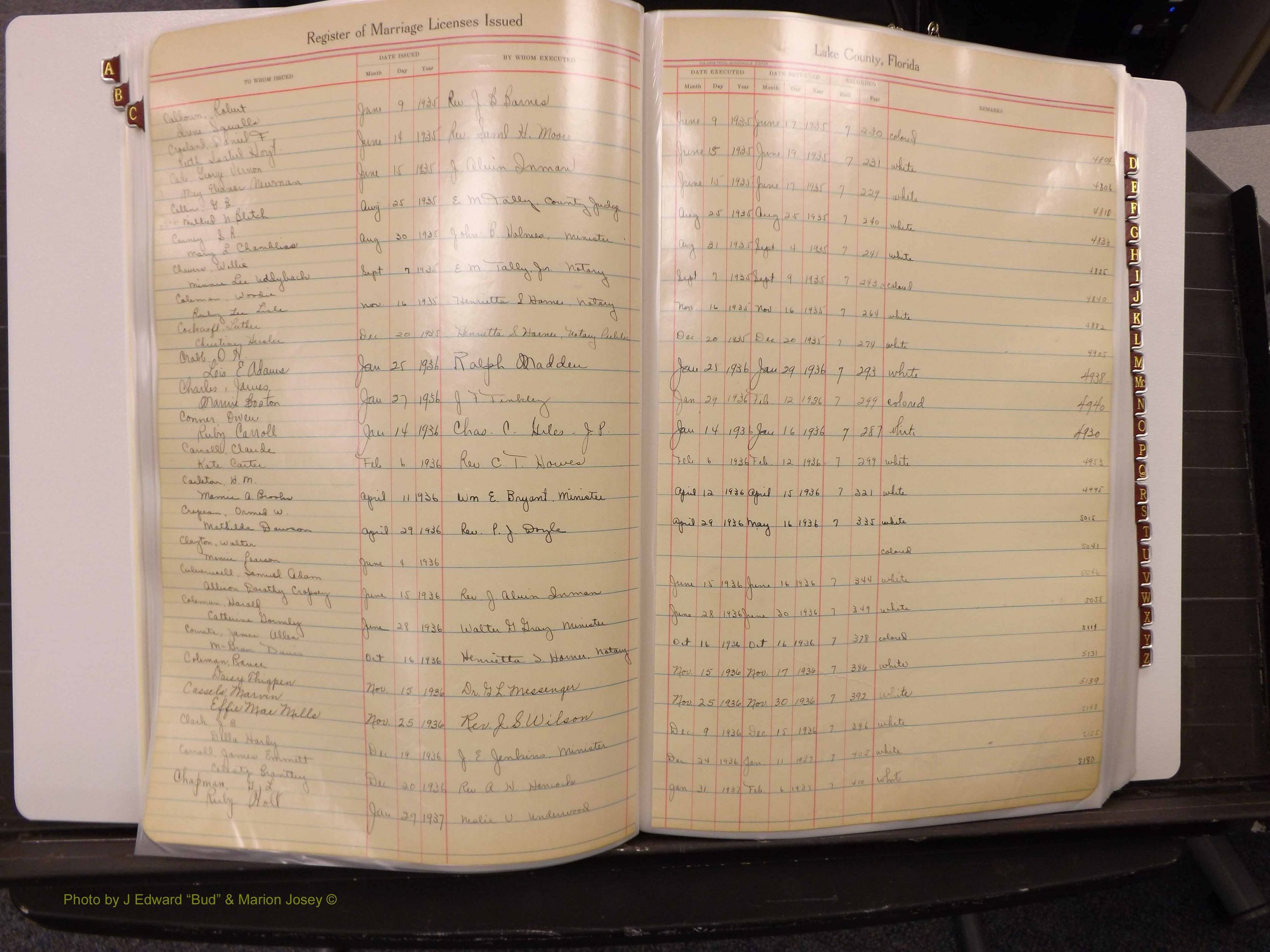 Lake Co, FL Marriage Book 2, 1929-1944 Index C6.JPG