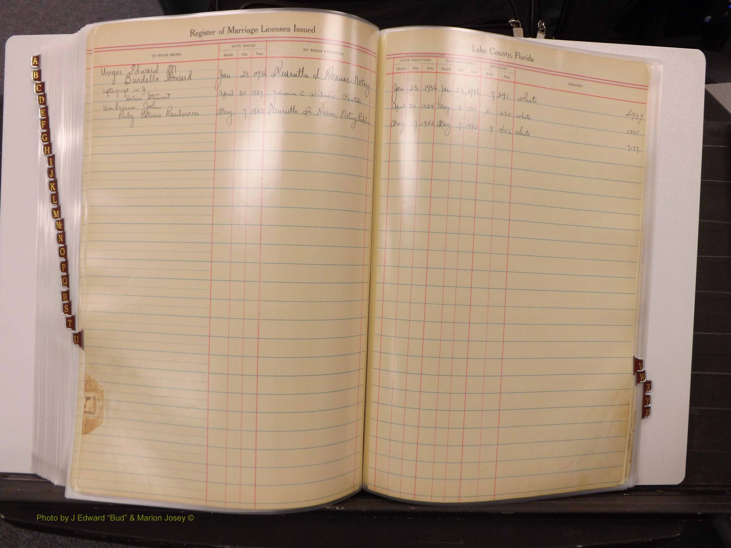 Lake Co, FL Marriage Book 2, 1929-1944 Index U.JPG