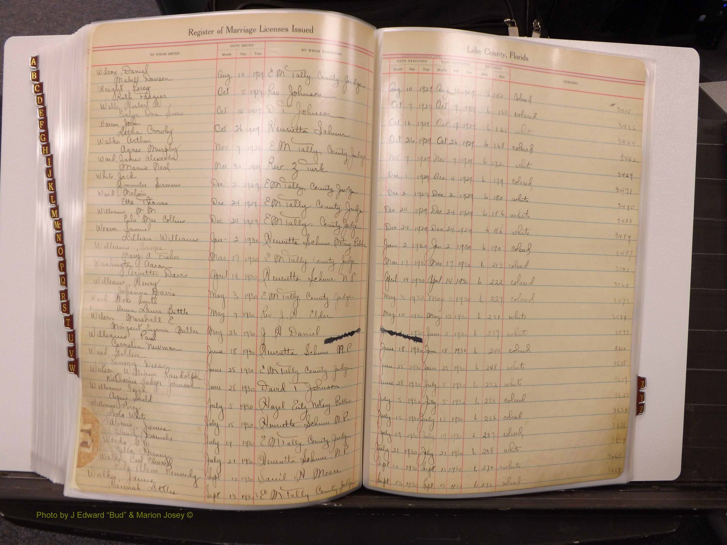 Lake Co, FL Marriage Book 2, 1929-1944 Index W1.JPG