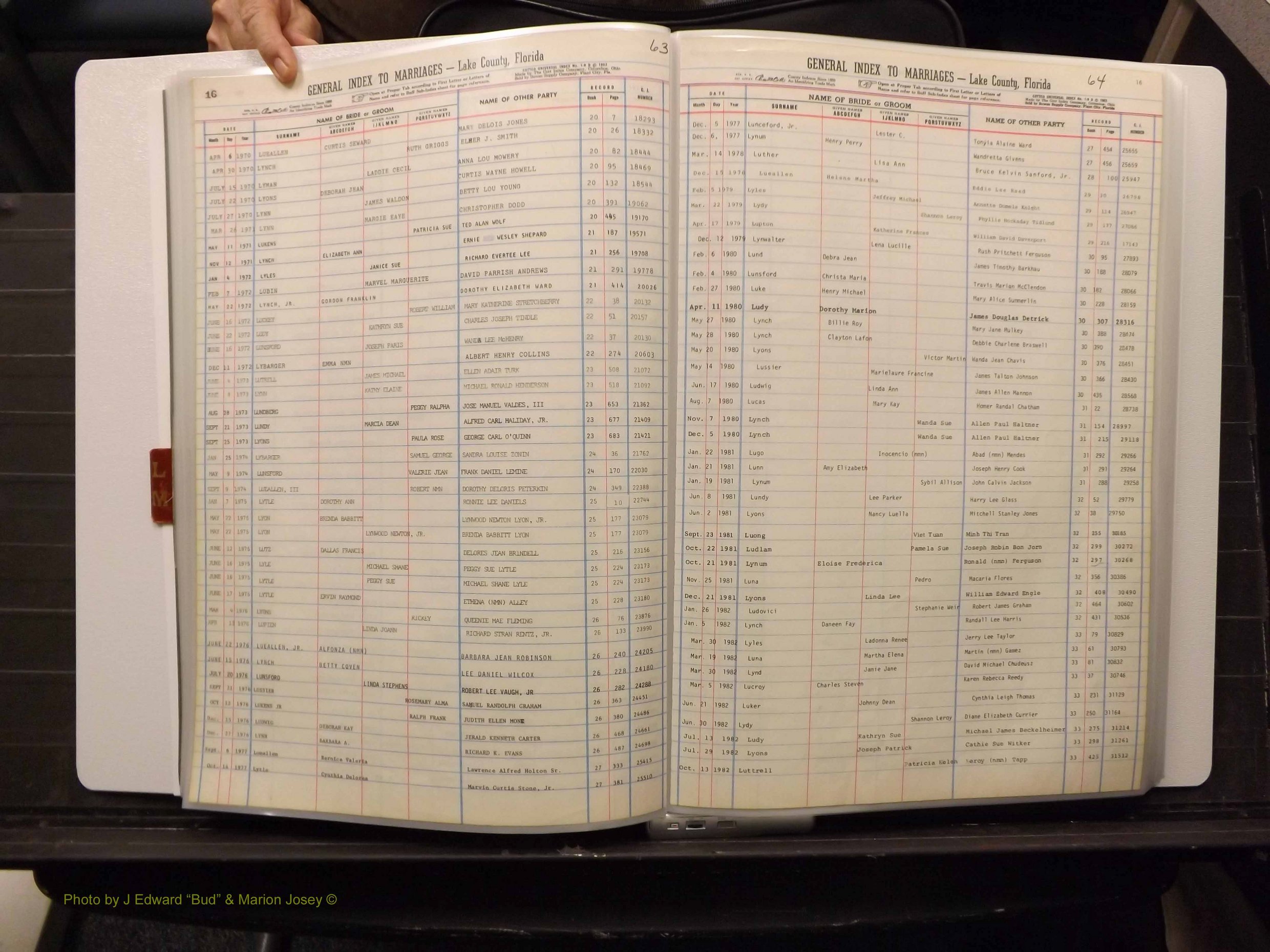 Lake Co, FL Marriage Index L-M, 1889-1986 (135).JPG