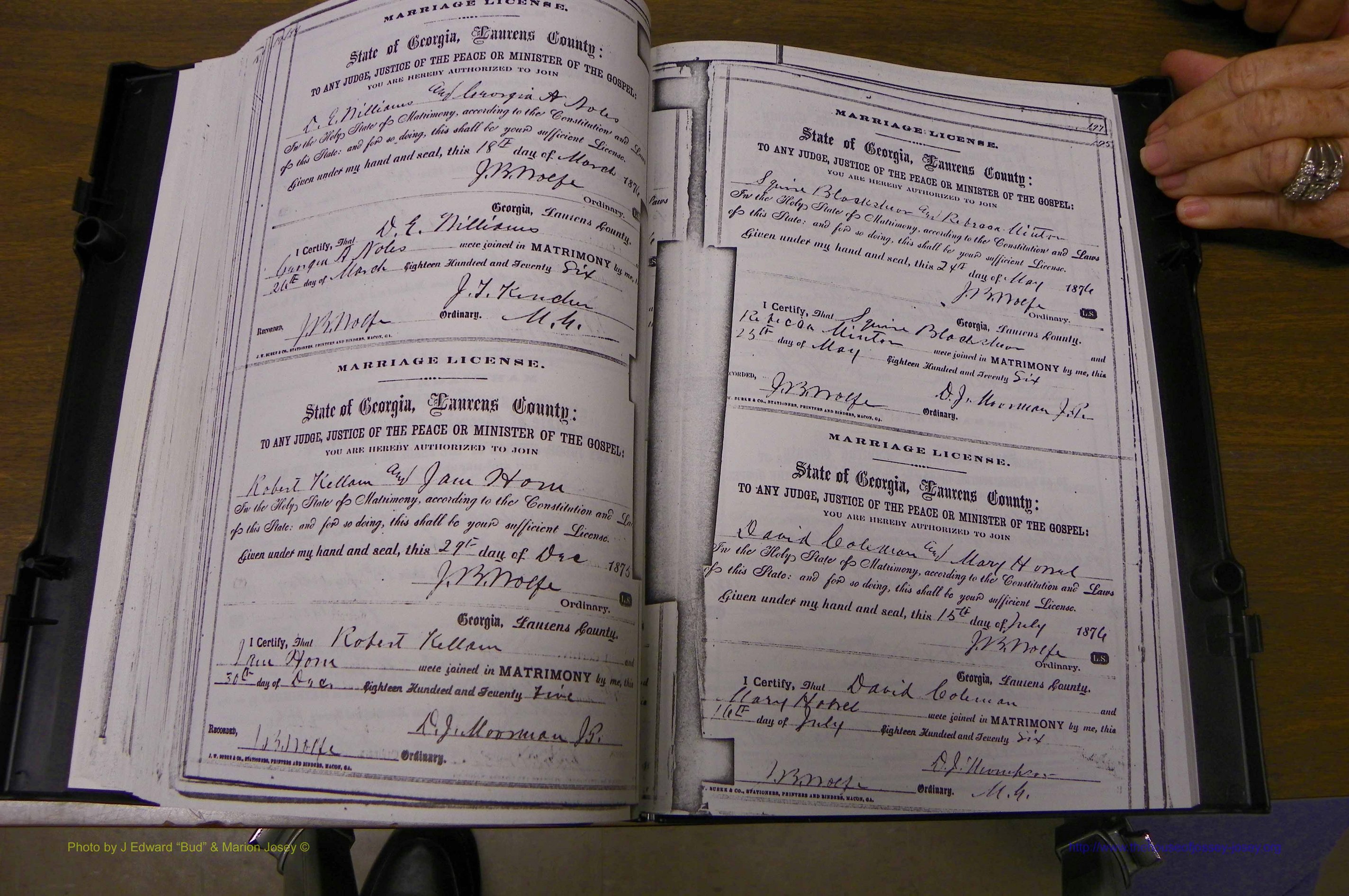 Laurens Co, GA, Marriages 1870 - 1879, P 194-195.JPG