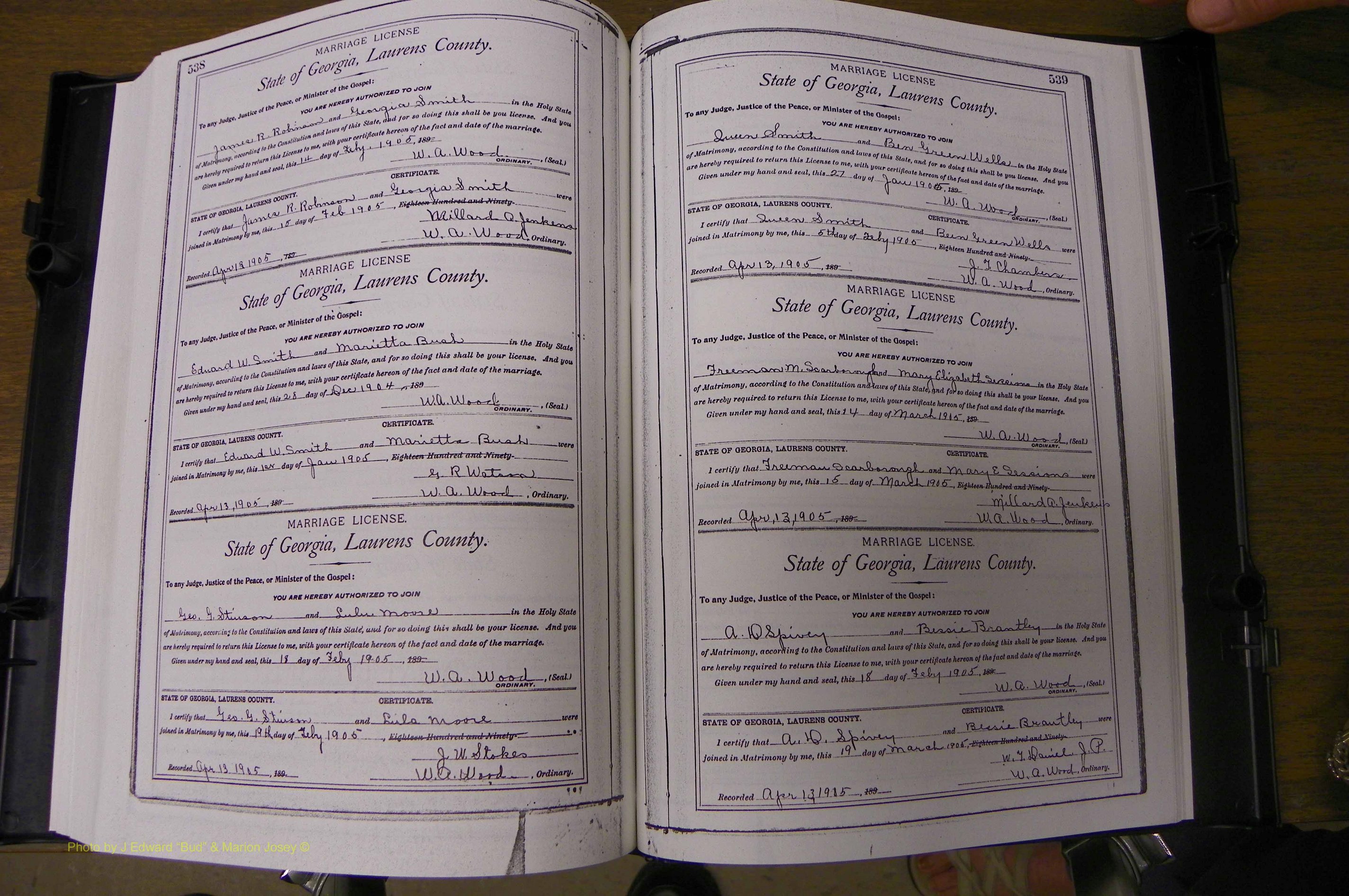 Laurens Co, GA, Marriages Book L, 1892 - 1906, P 538-539.JPG