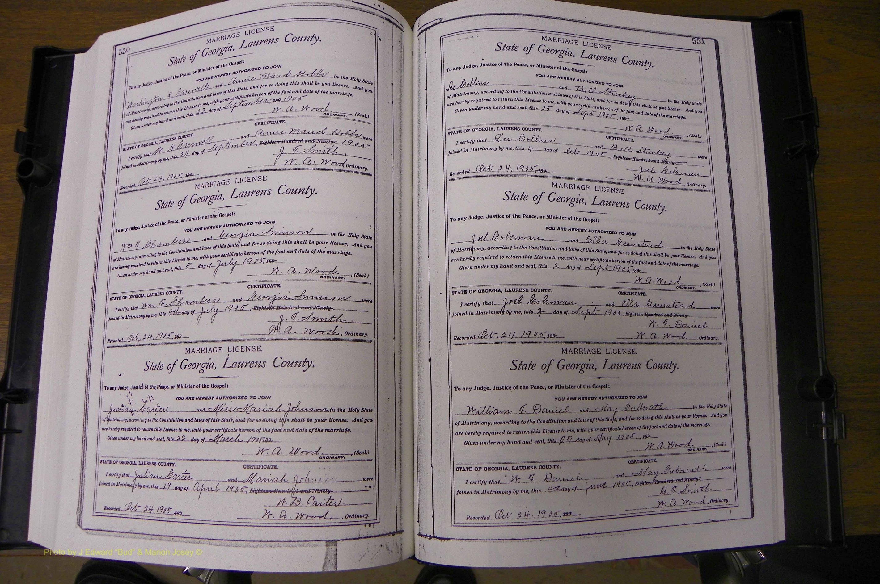 Laurens Co, GA, Marriages Book L, 1892 - 1906, P 550-551.JPG