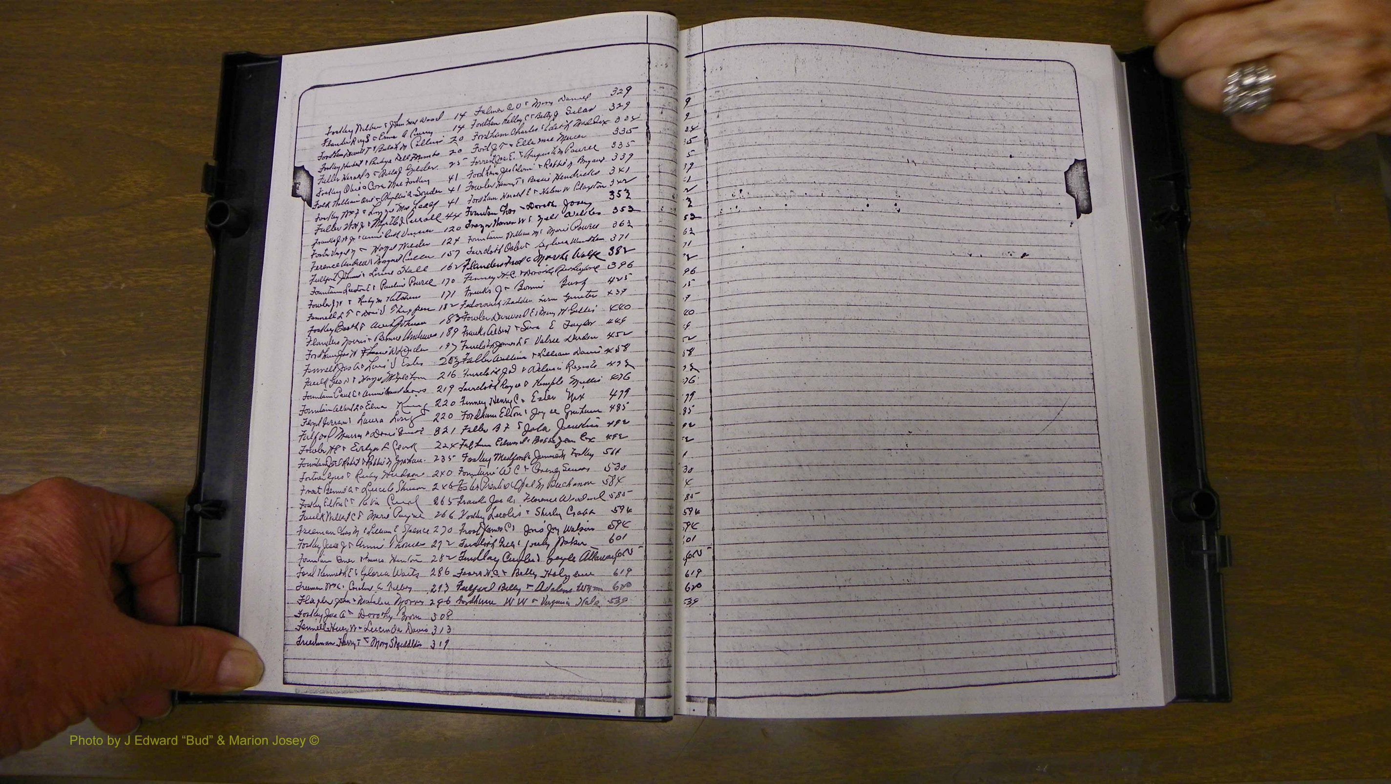 Laurens Co, GA, Marriages Book W, 1944 - 1955, White, Index F.JPG