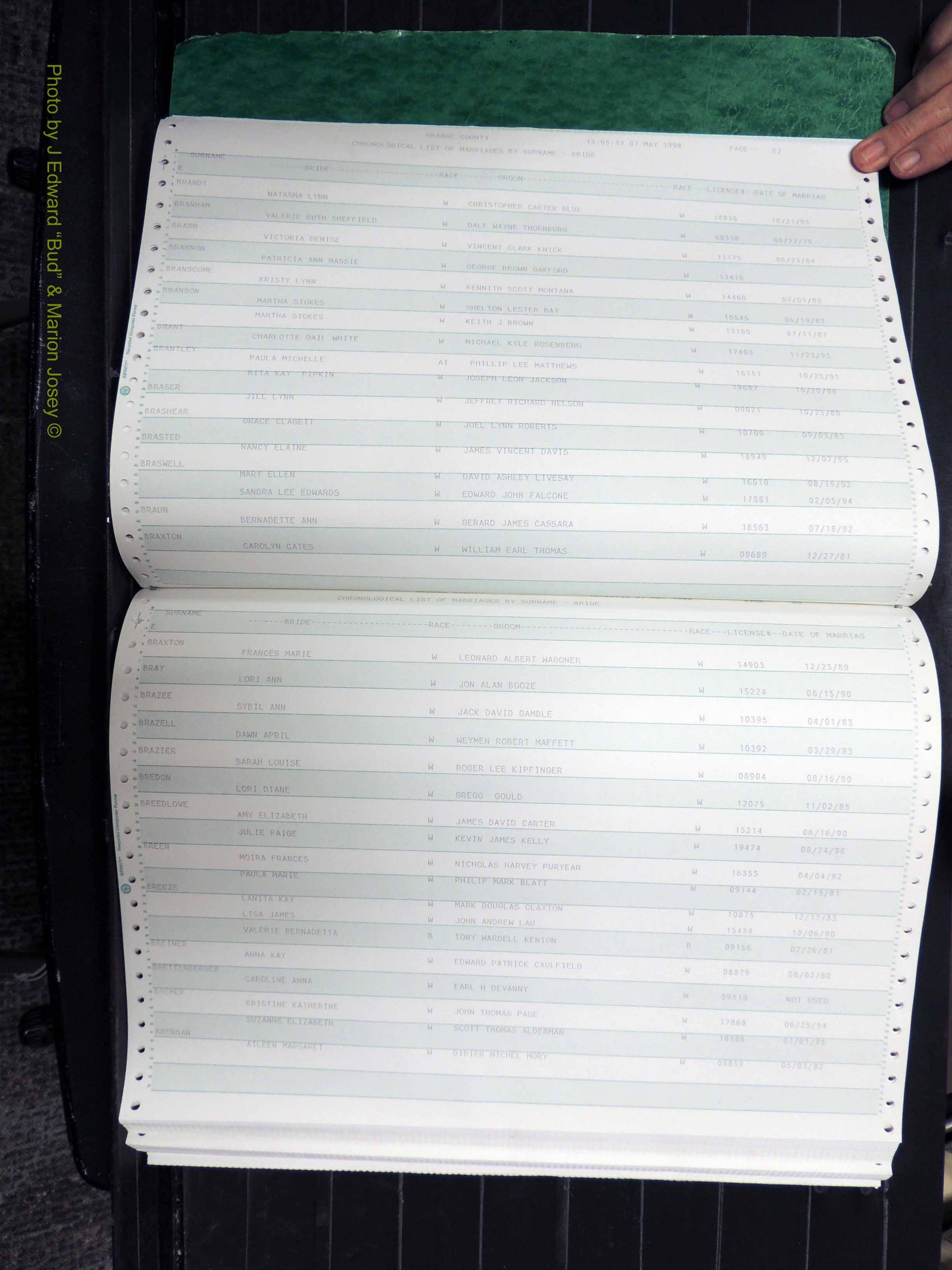 Orange Co, NC, Marriages, Female, 1978-1998 (132).JPG