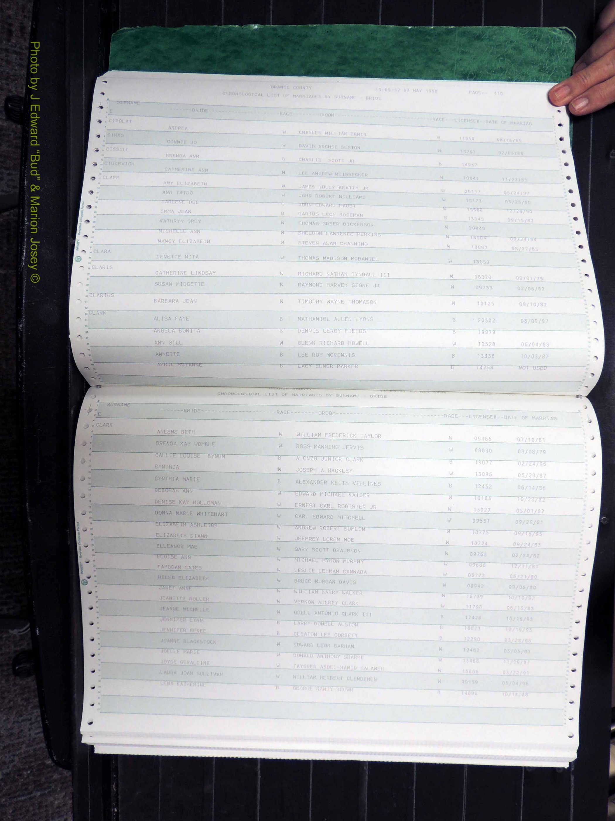 Orange Co, NC, Marriages, Female, 1978-1998 (156).JPG