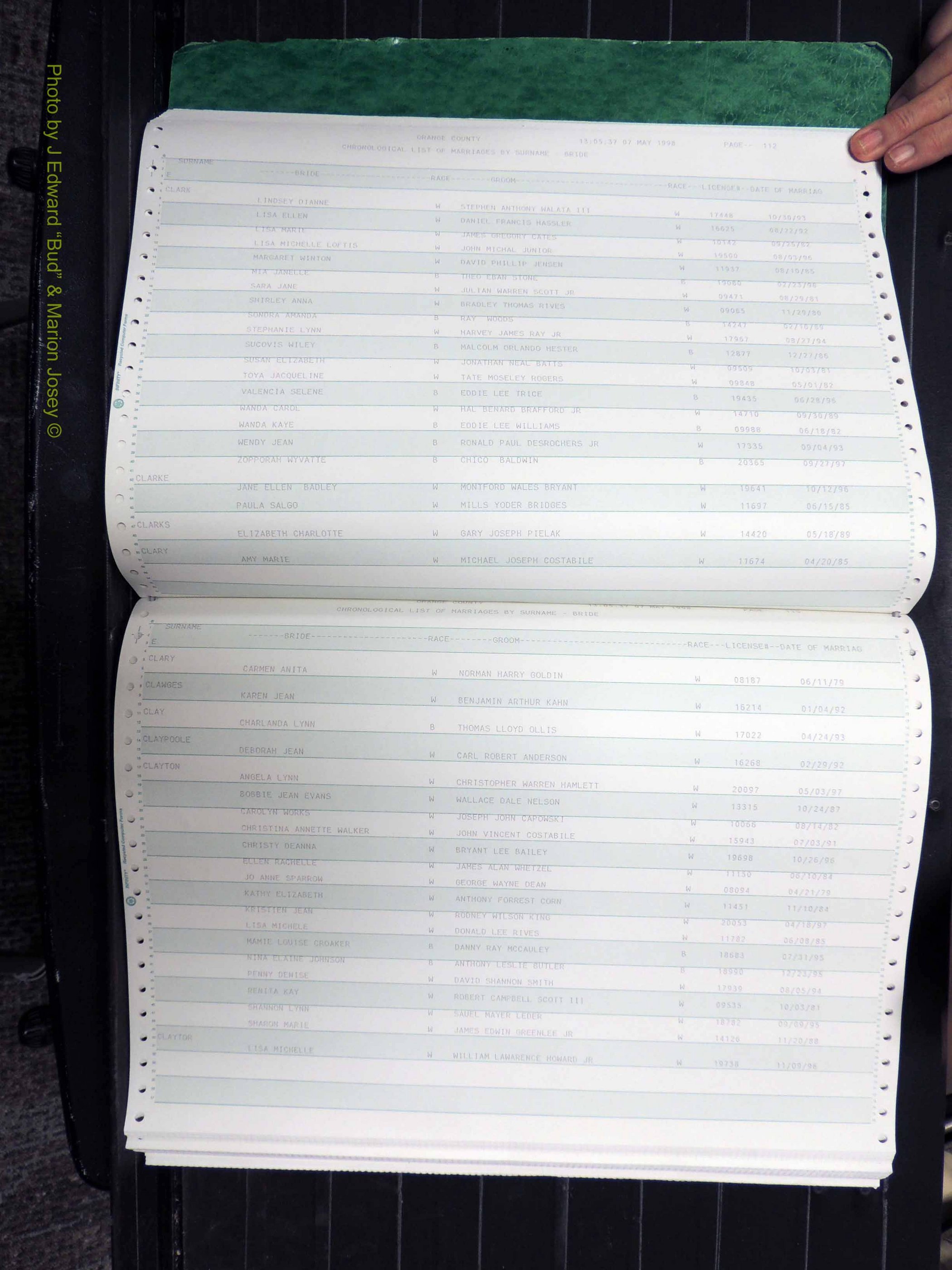 Orange Co, NC, Marriages, Female, 1978-1998 (157).JPG