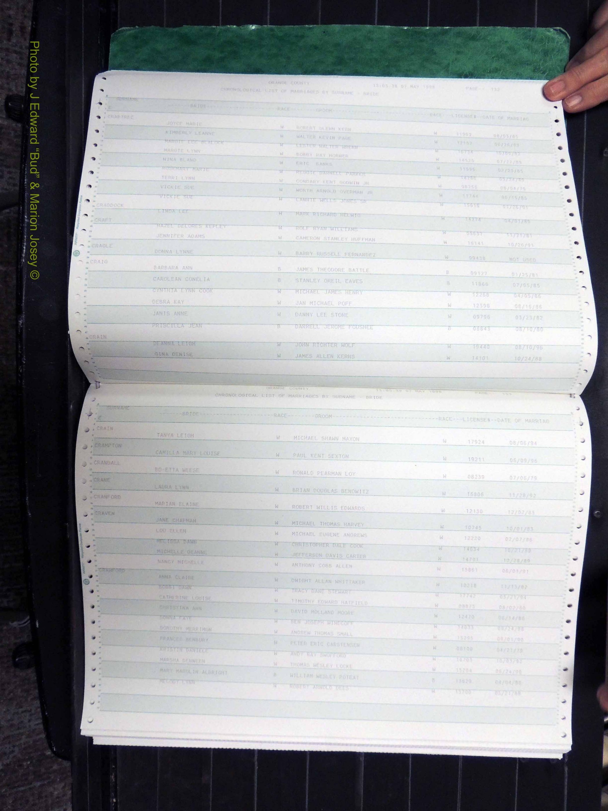 Orange Co, NC, Marriages, Female, 1978-1998 (167).JPG
