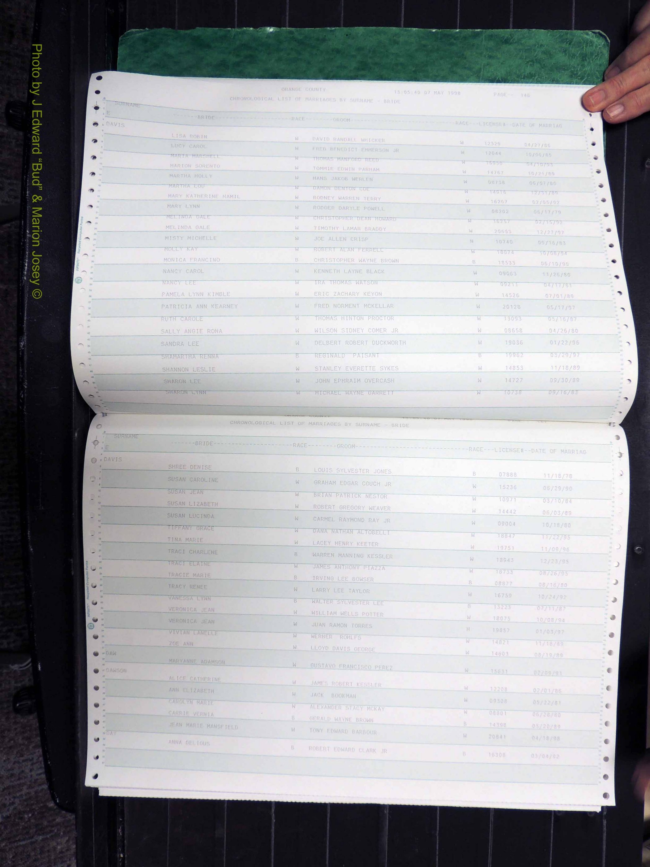 Orange Co, NC, Marriages, Female, 1978-1998 (174).JPG