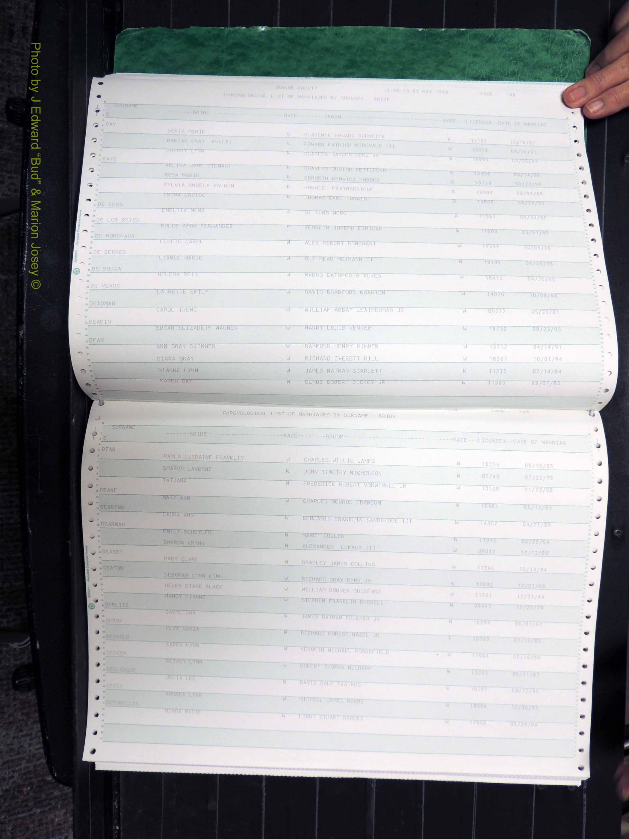 Orange Co, NC, Marriages, Female, 1978-1998 (175).JPG