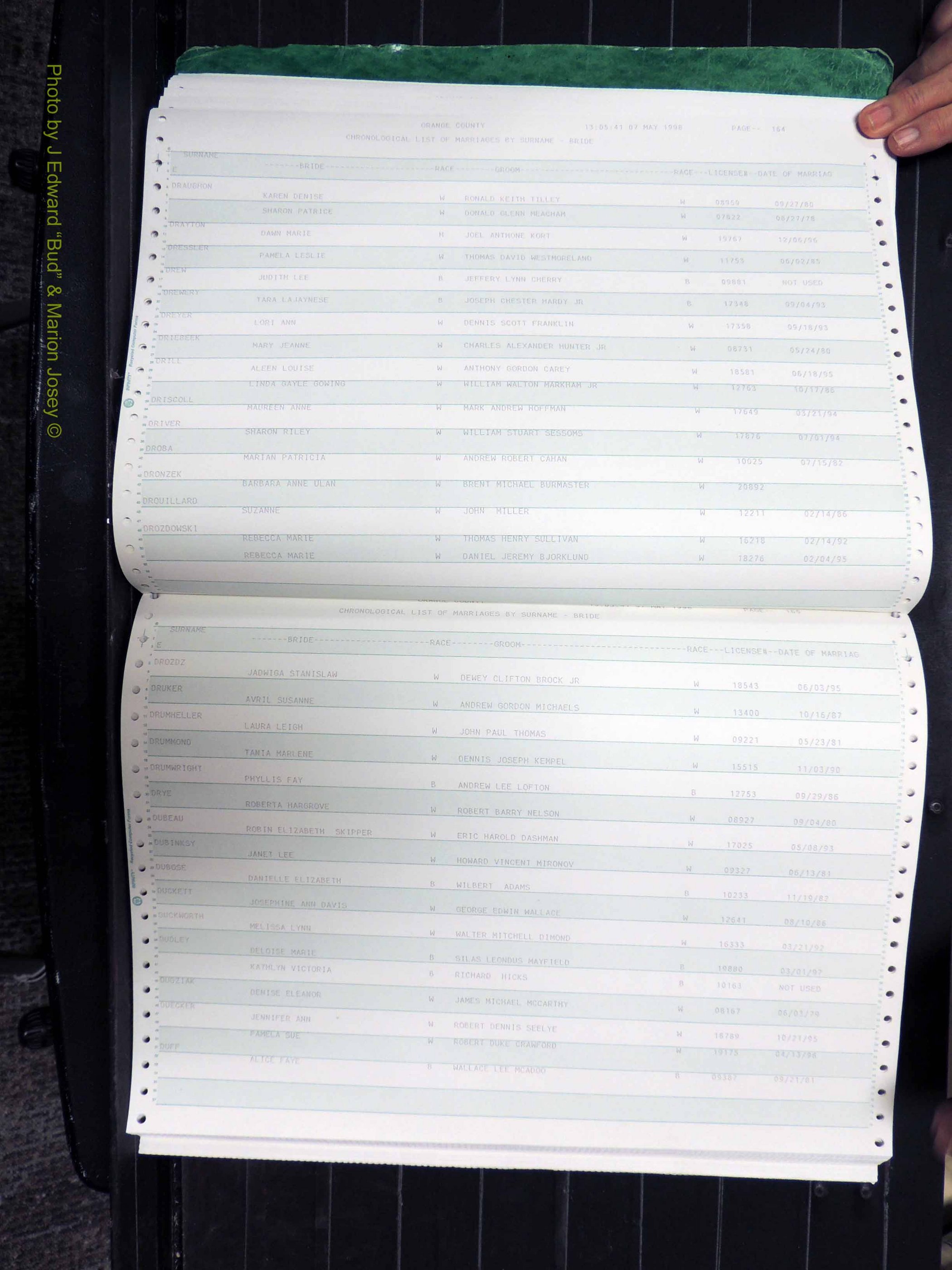 Orange Co, NC, Marriages, Female, 1978-1998 (183).JPG
