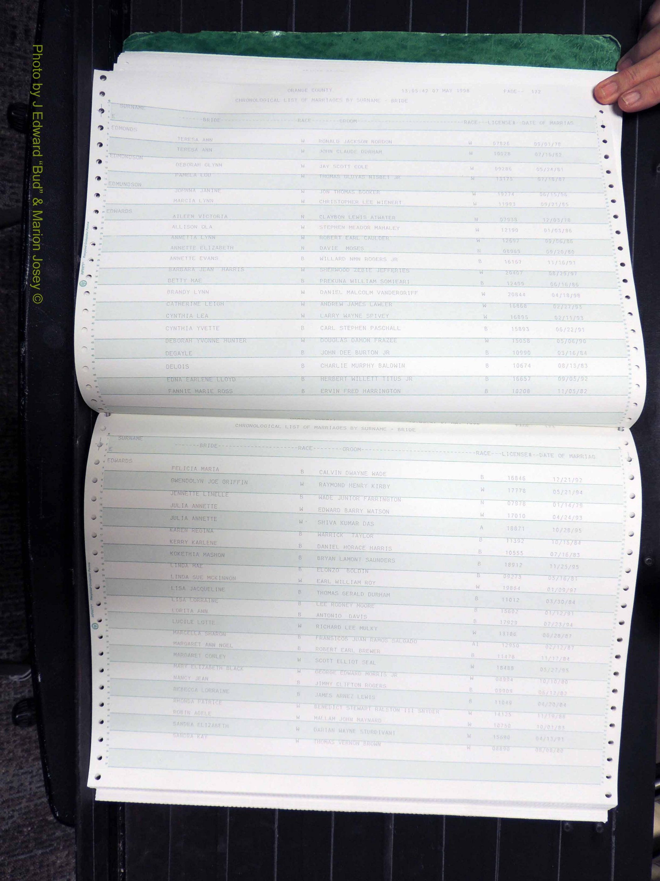 Orange Co, NC, Marriages, Female, 1978-1998 (187).JPG