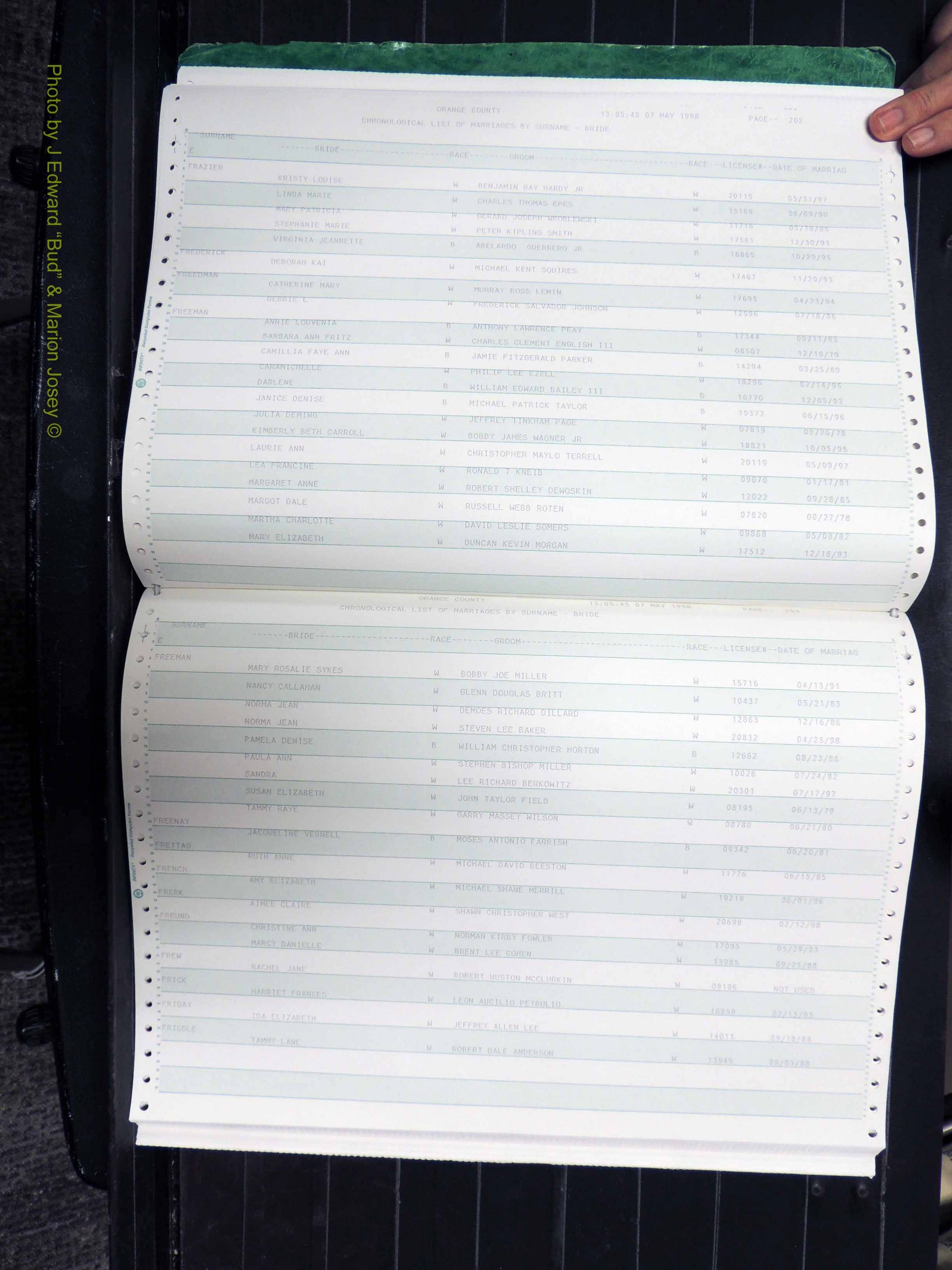 Orange Co, NC, Marriages, Female, 1978-1998 (202).JPG