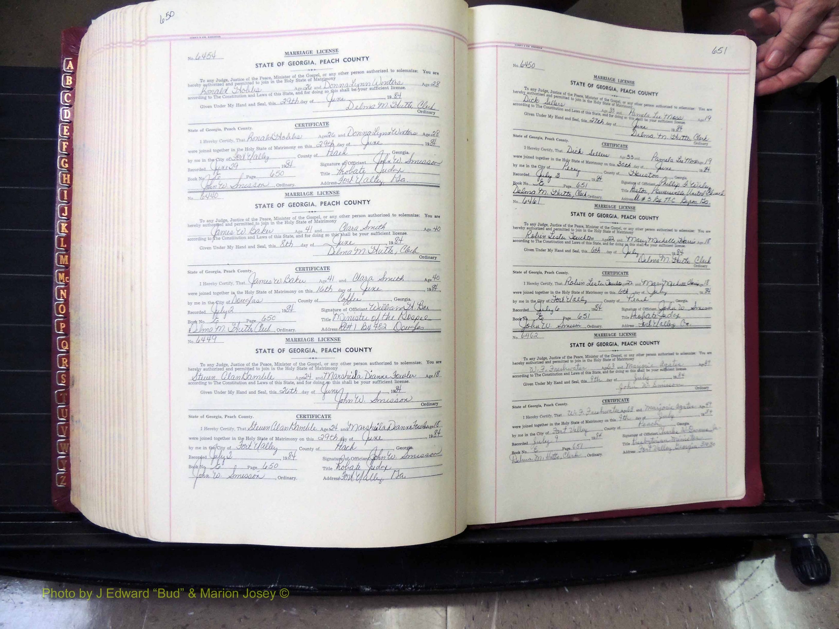 Peach Co, GA, Marriages, Book E, 1960-1984 pg 650-651.JPG