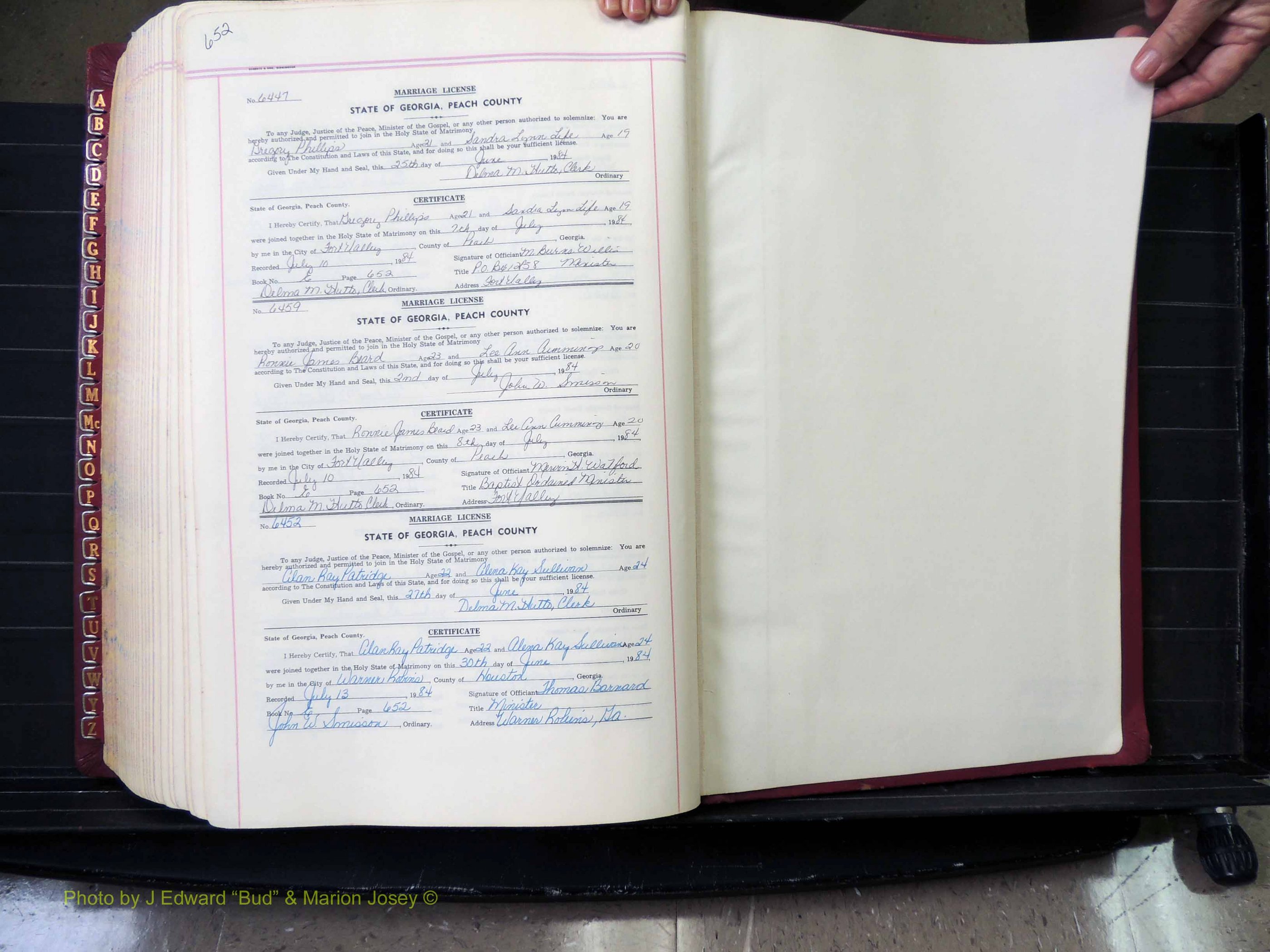Peach Co, GA, Marriages, Book E, 1960-1984 pg 652.JPG