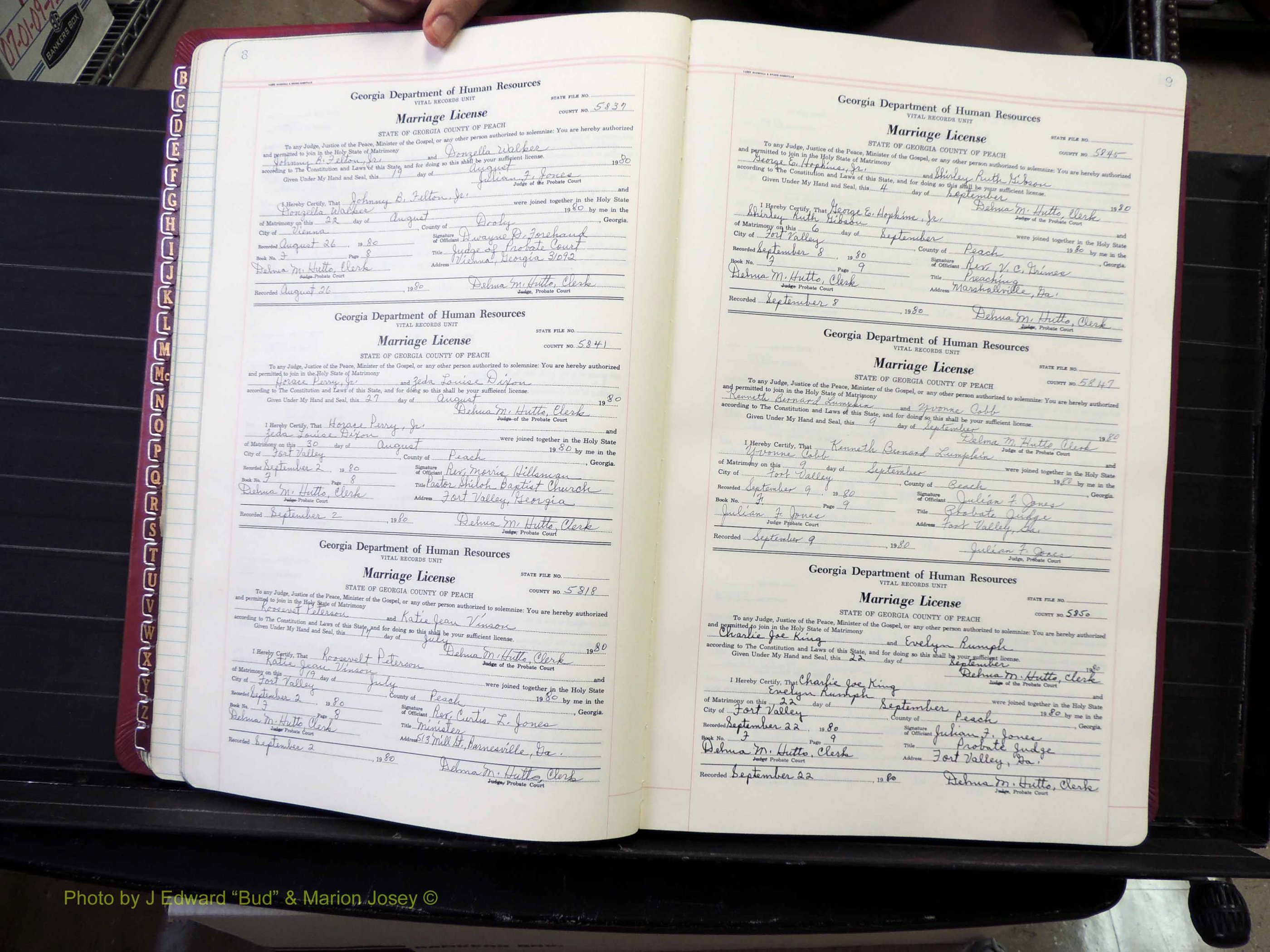 Peach Co, GA, Marriages, Book F, 1980-1995 pg 008-009.JPG