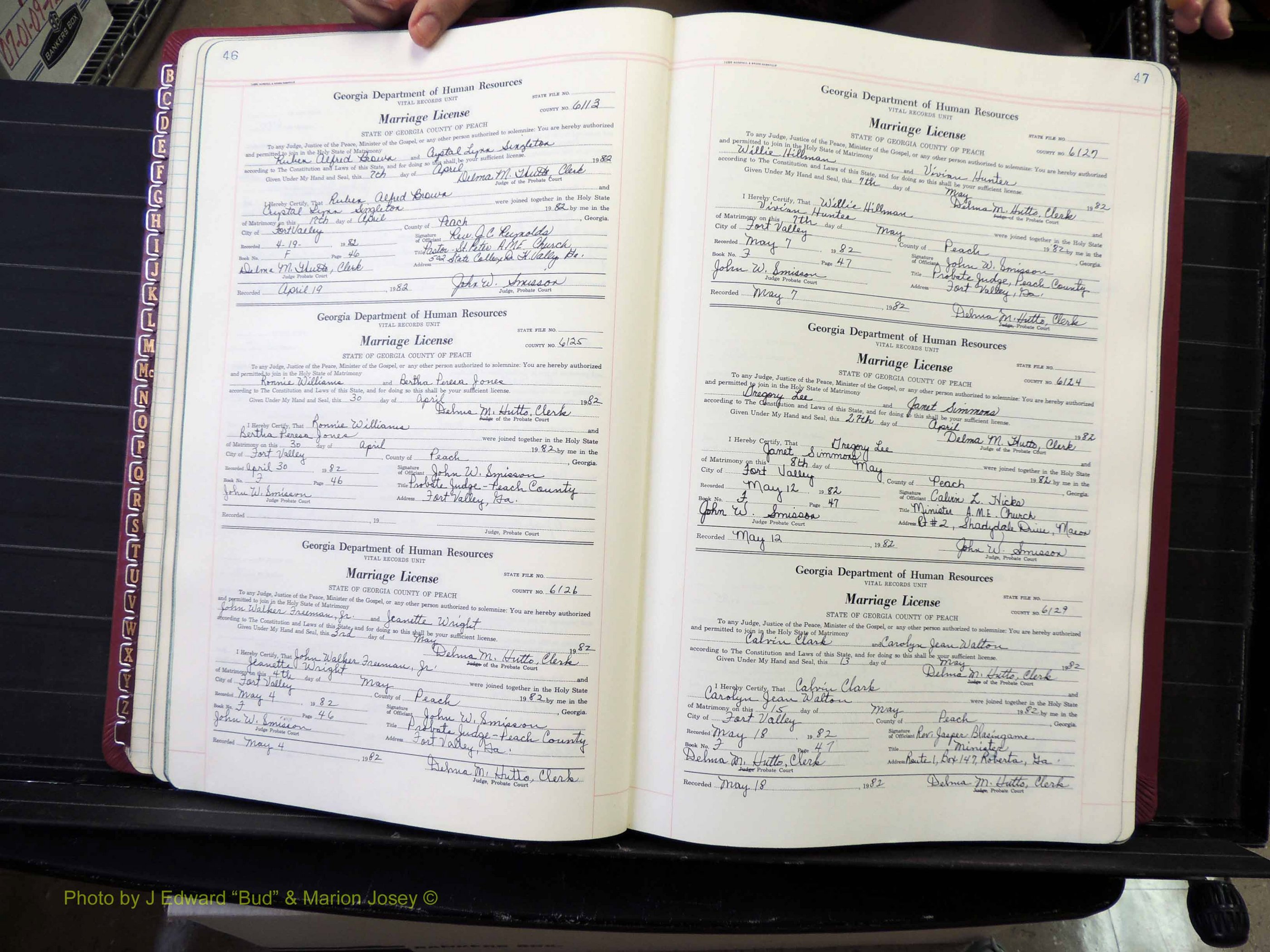 Peach Co, GA, Marriages, Book F, 1980-1995 pg 046-047.JPG