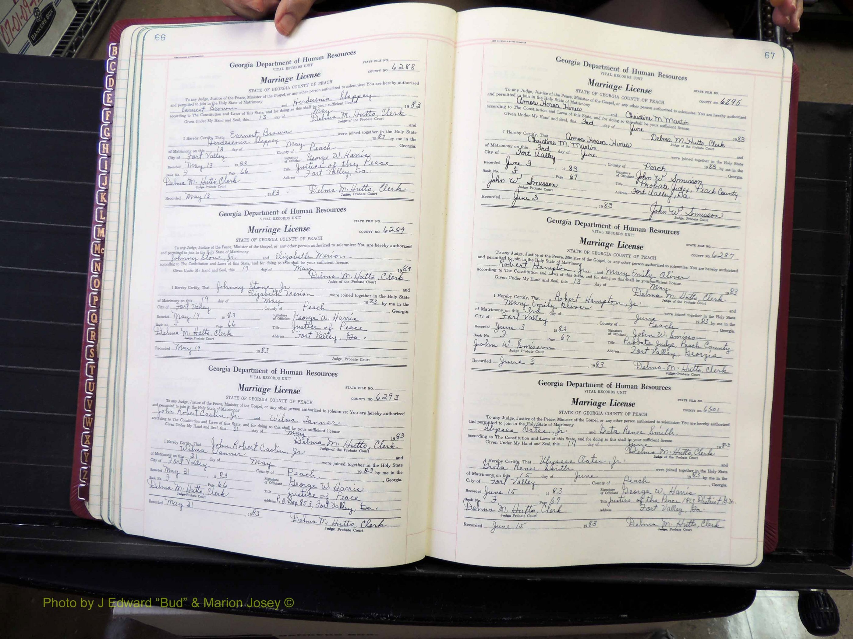 Peach Co, GA, Marriages, Book F, 1980-1995 pg 066-067.JPG